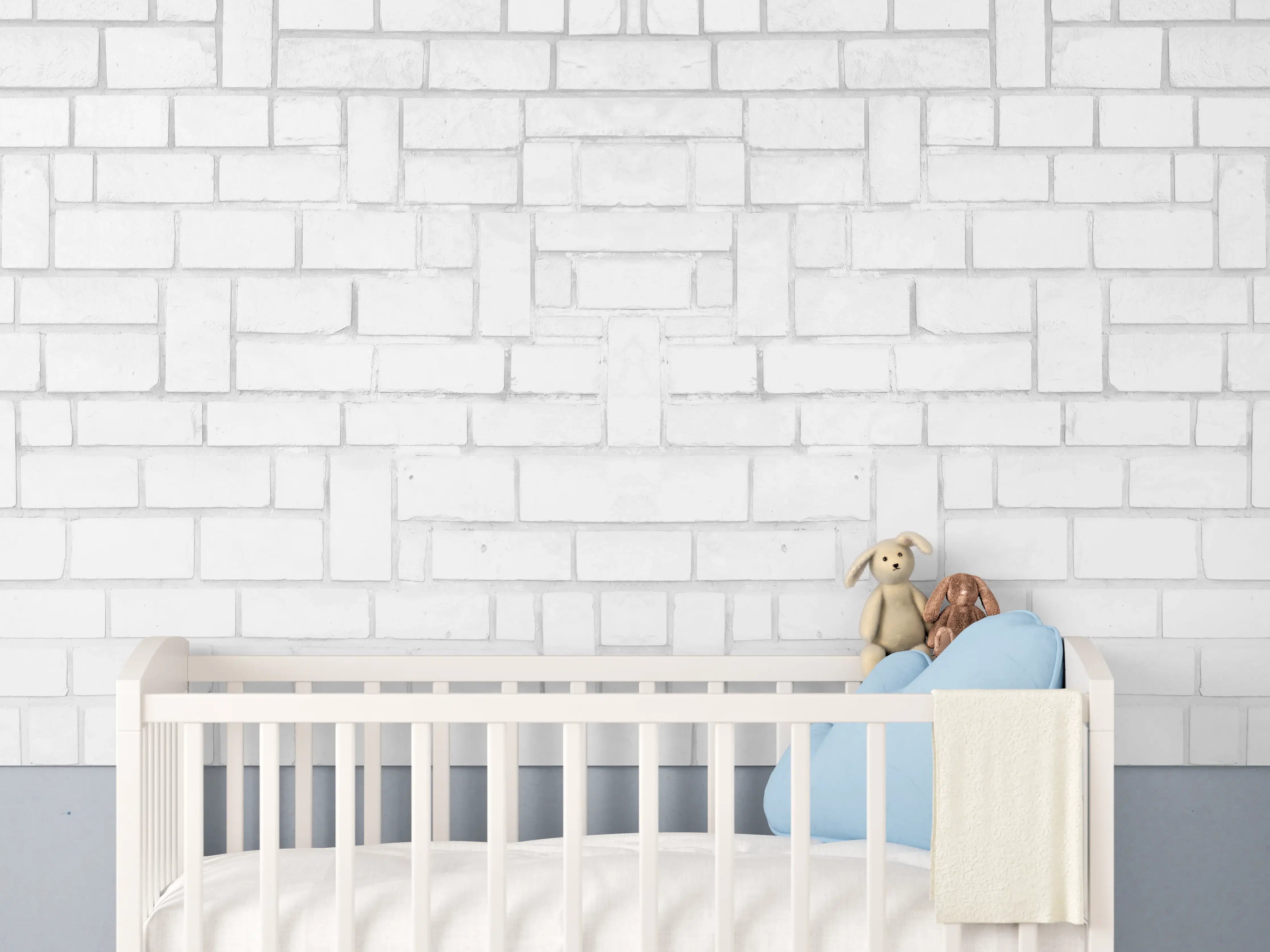 Babyzimmer Wandgestaltung - Alte weiße Backsteinmauer Muster