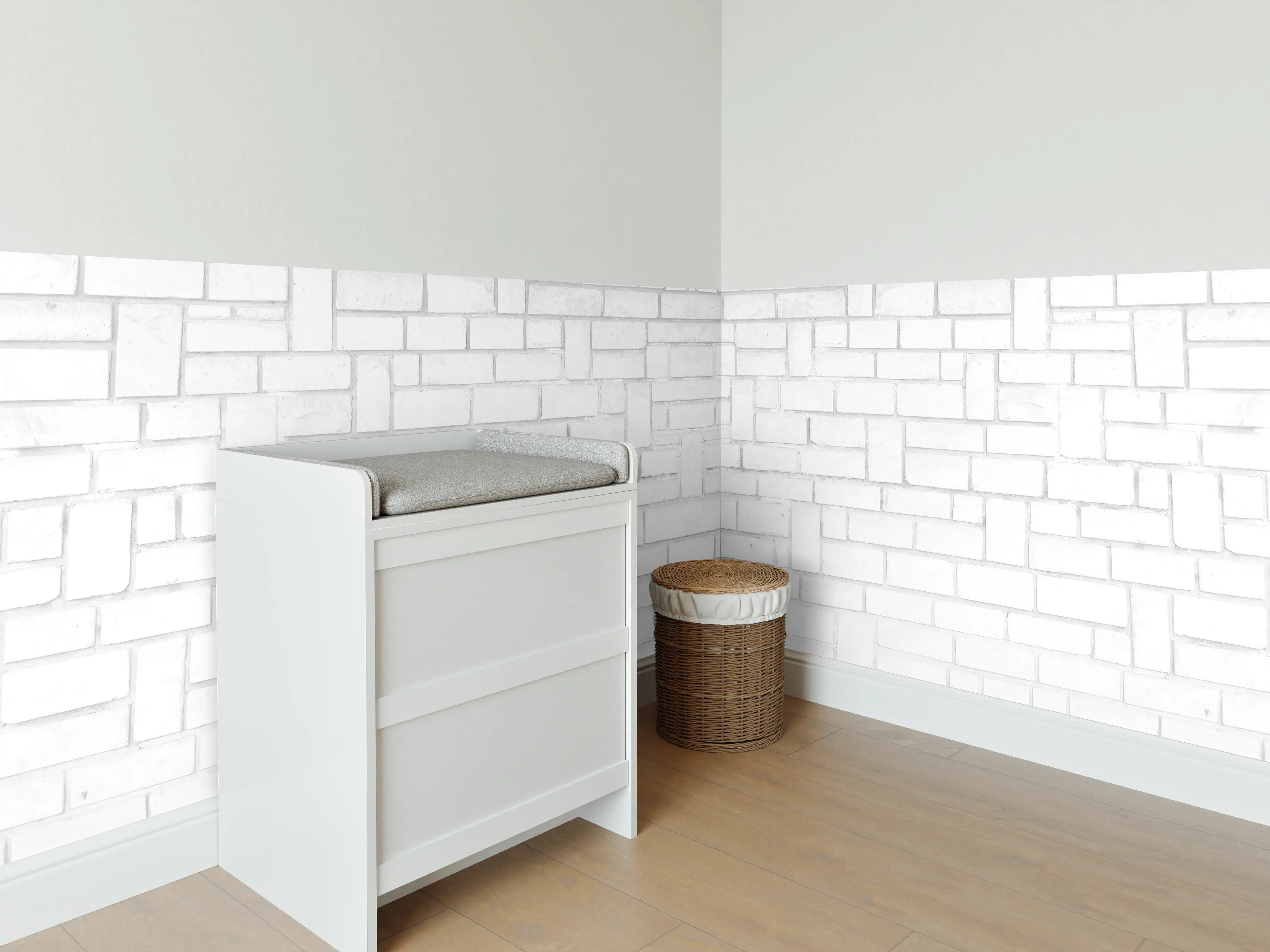Babyzimmer Wandgestaltung - Alte weiße Backsteinmauer Muster