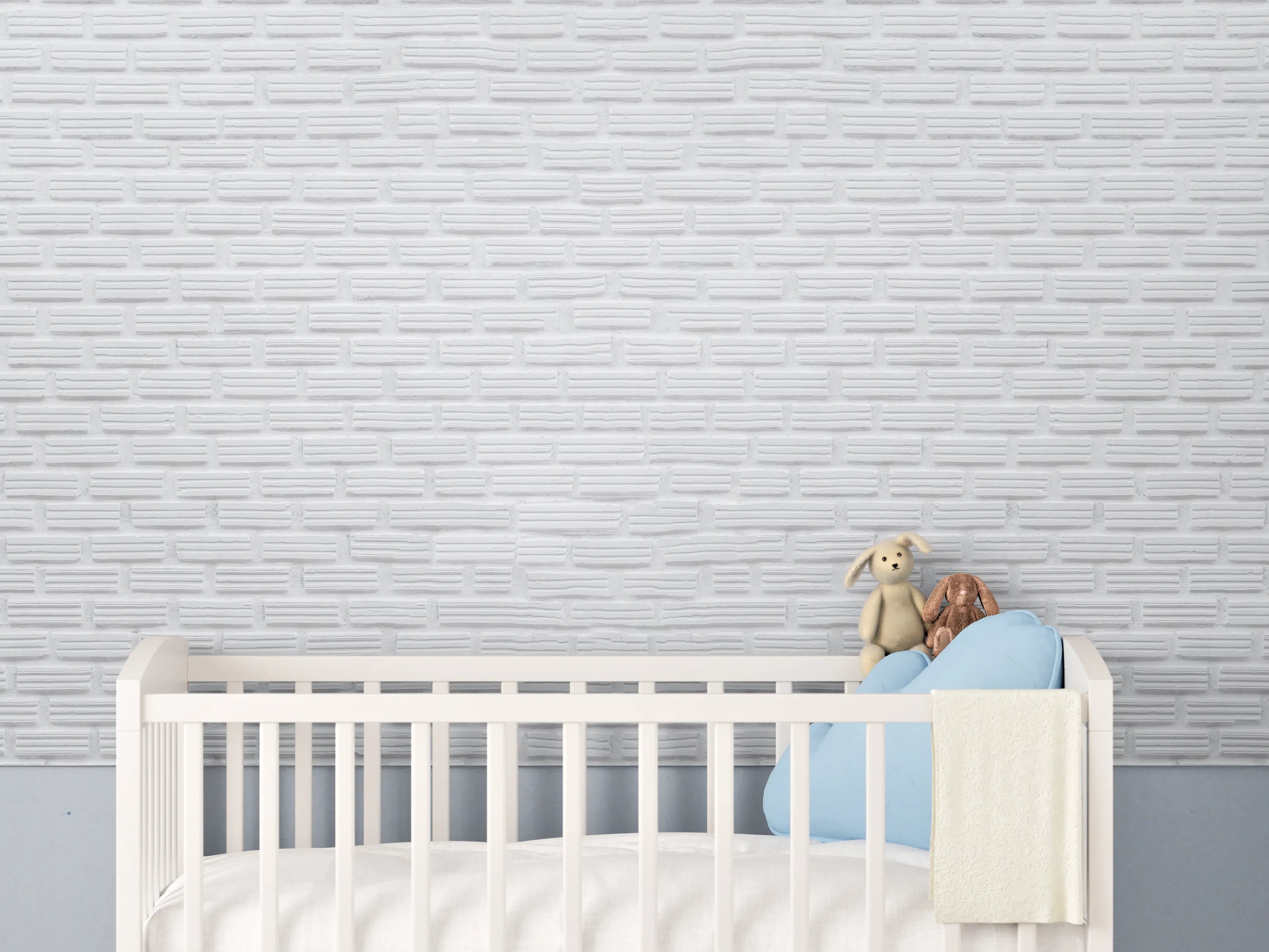 Babyzimmer Wandgestaltung - Alte weiße Ziegelwand Textur
