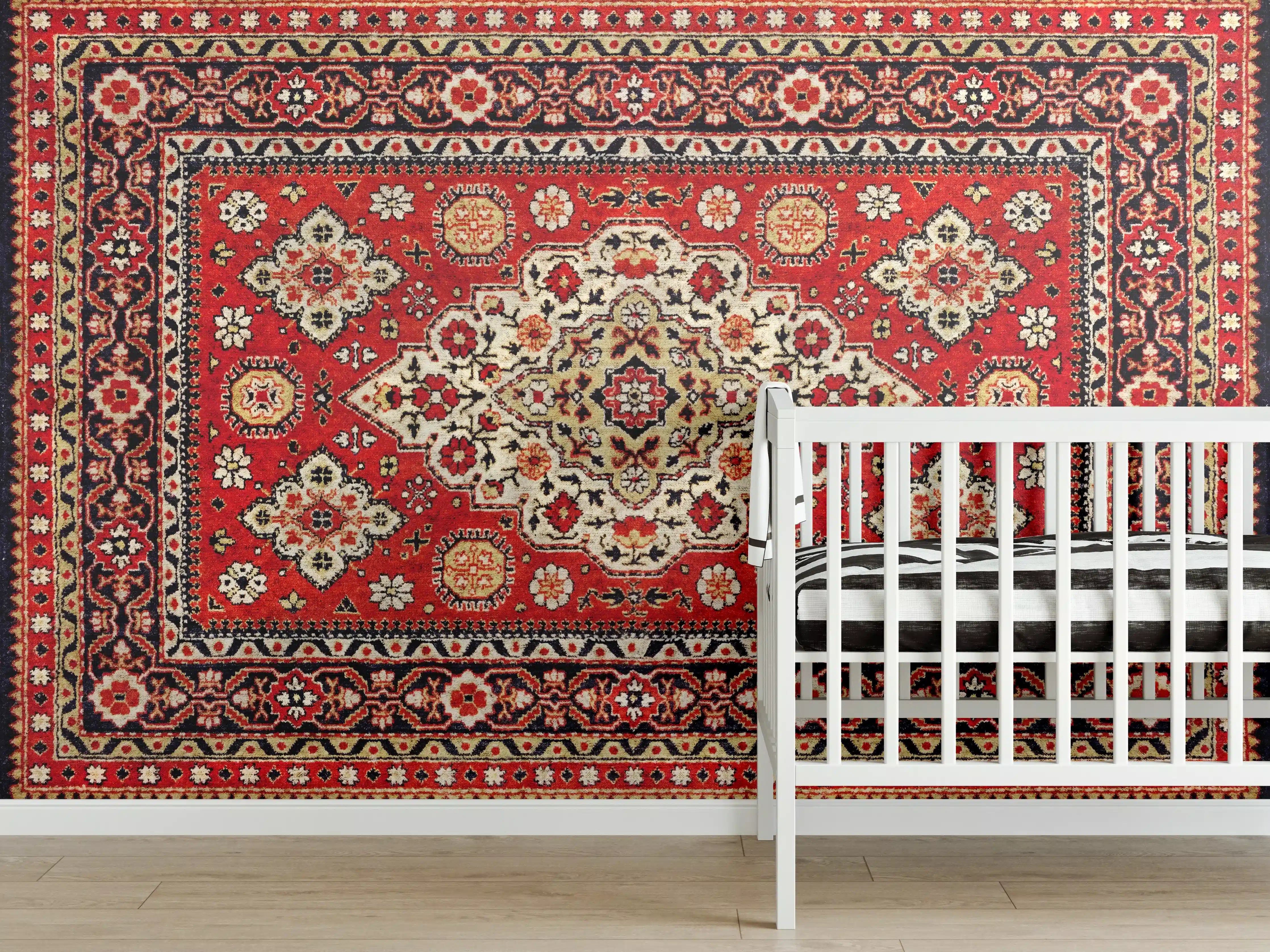 Babyzimmer Wandgestaltung - Alter roter Perserteppich Textur