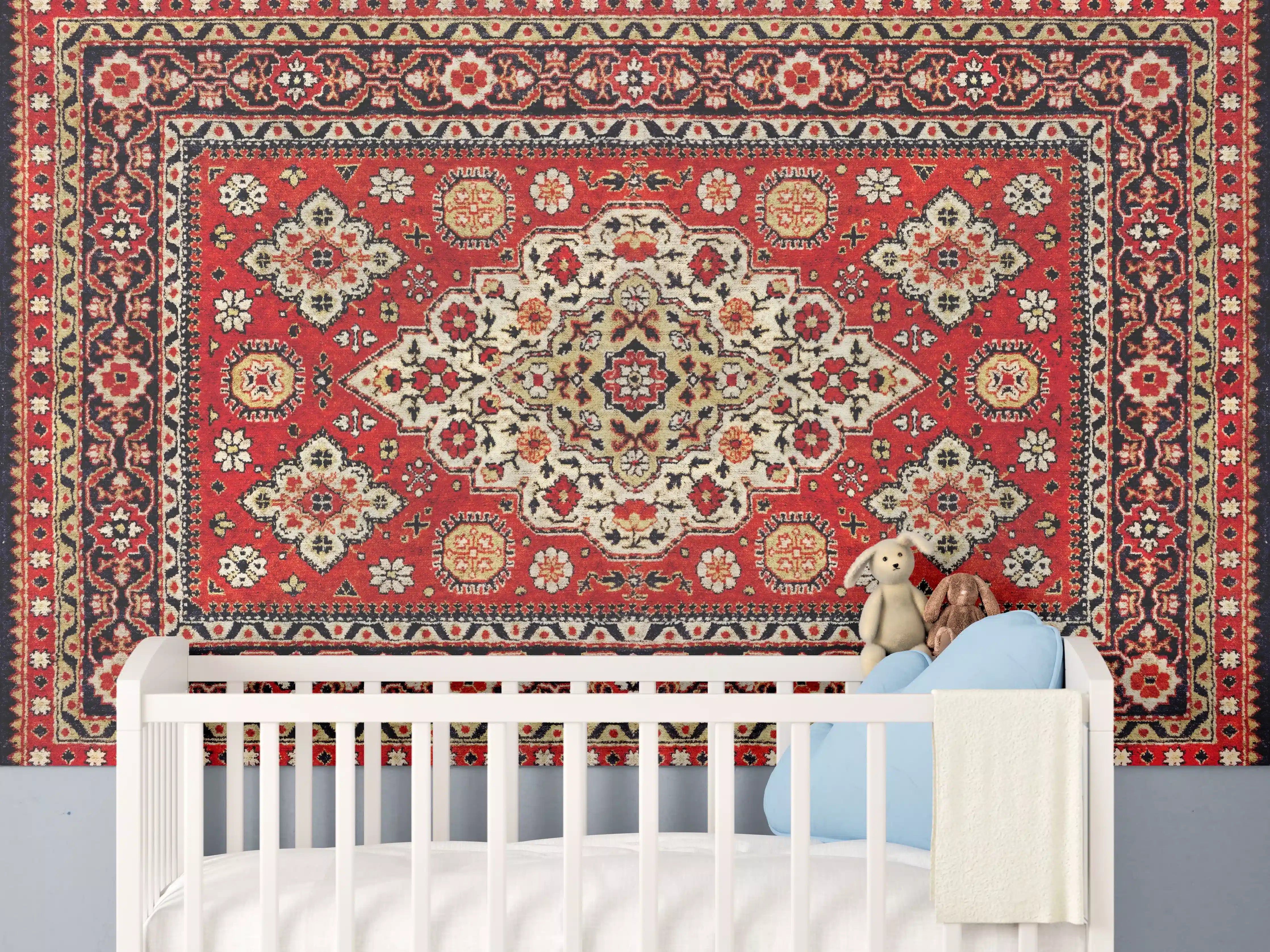 Babyzimmer Wandgestaltung - Alter roter Perserteppich Textur