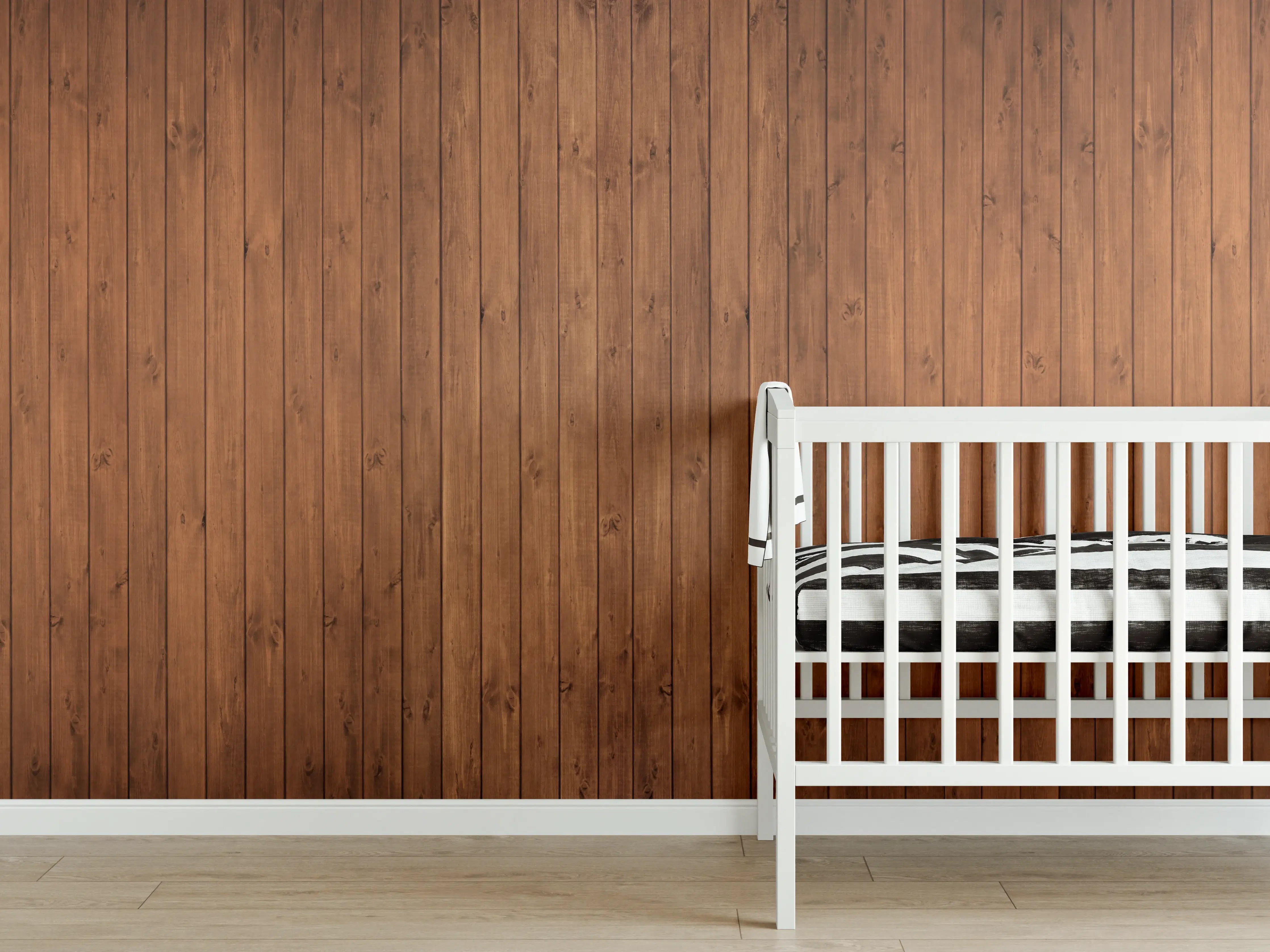 Babyzimmer Wandgestaltung - Altholz Textur Braun Hintergrund