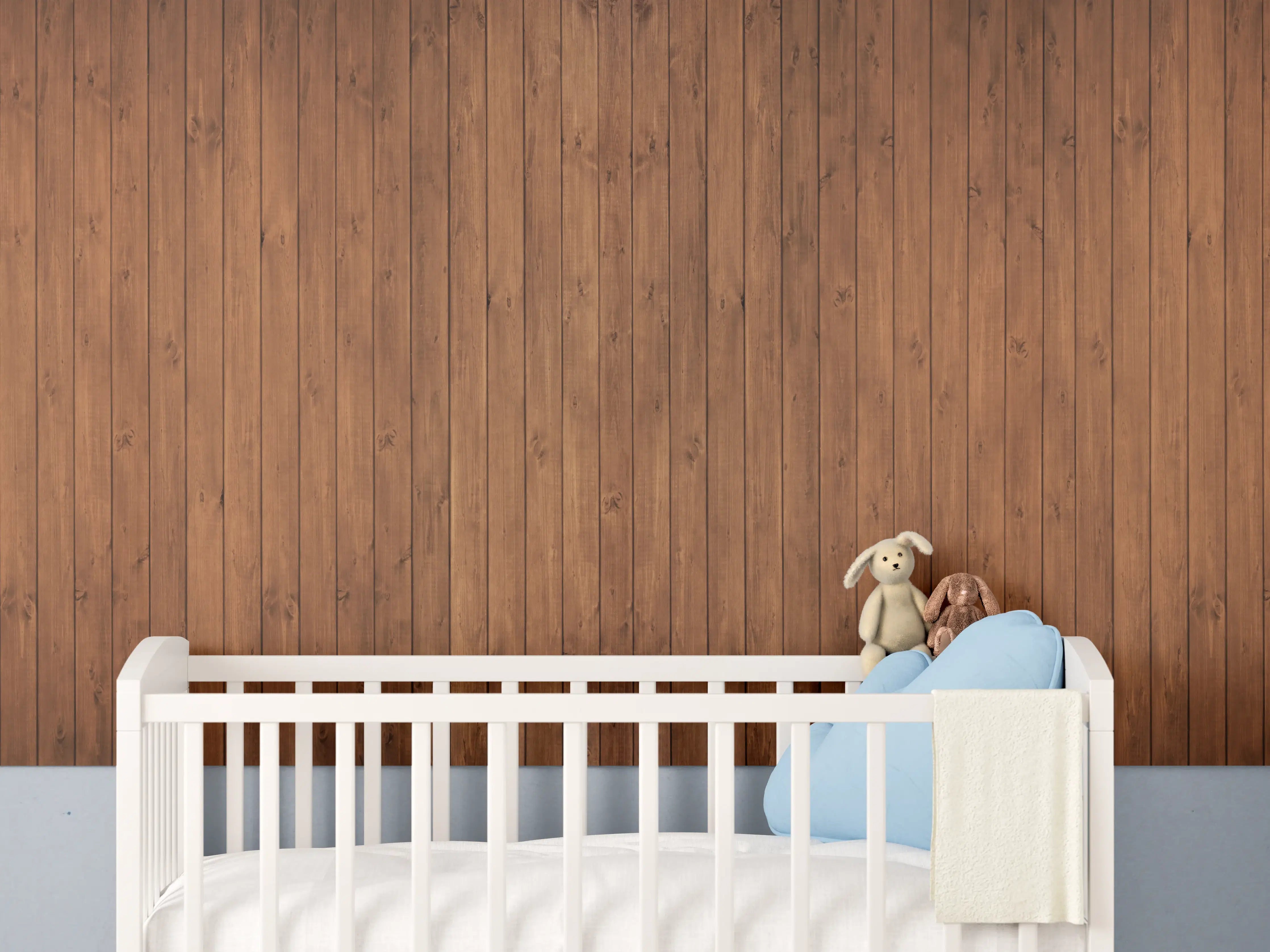 Babyzimmer Wandgestaltung - Altholz Textur Braun Hintergrund