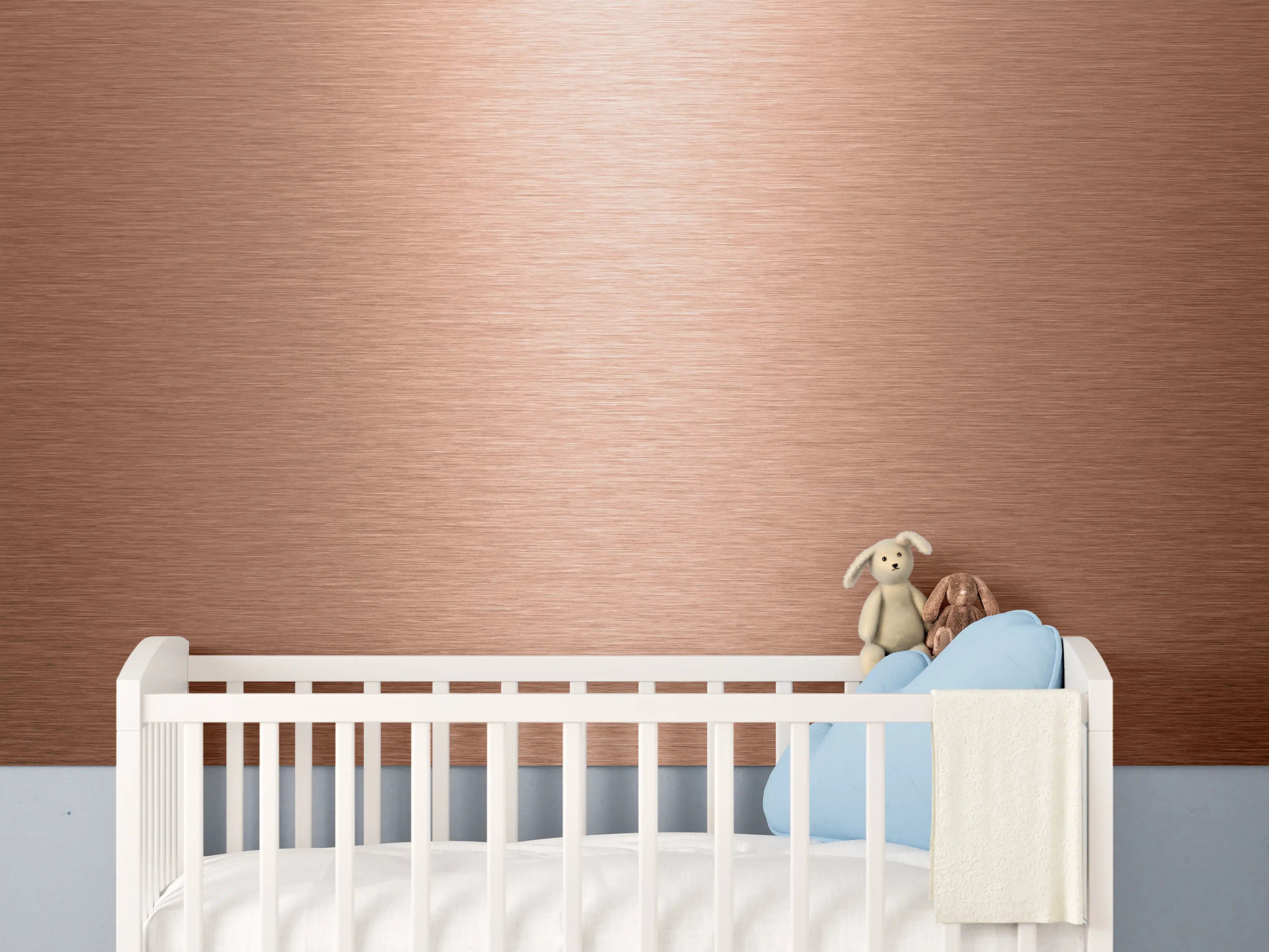 Babyzimmer Wandgestaltung - Alu gebürstet kupferfarbig