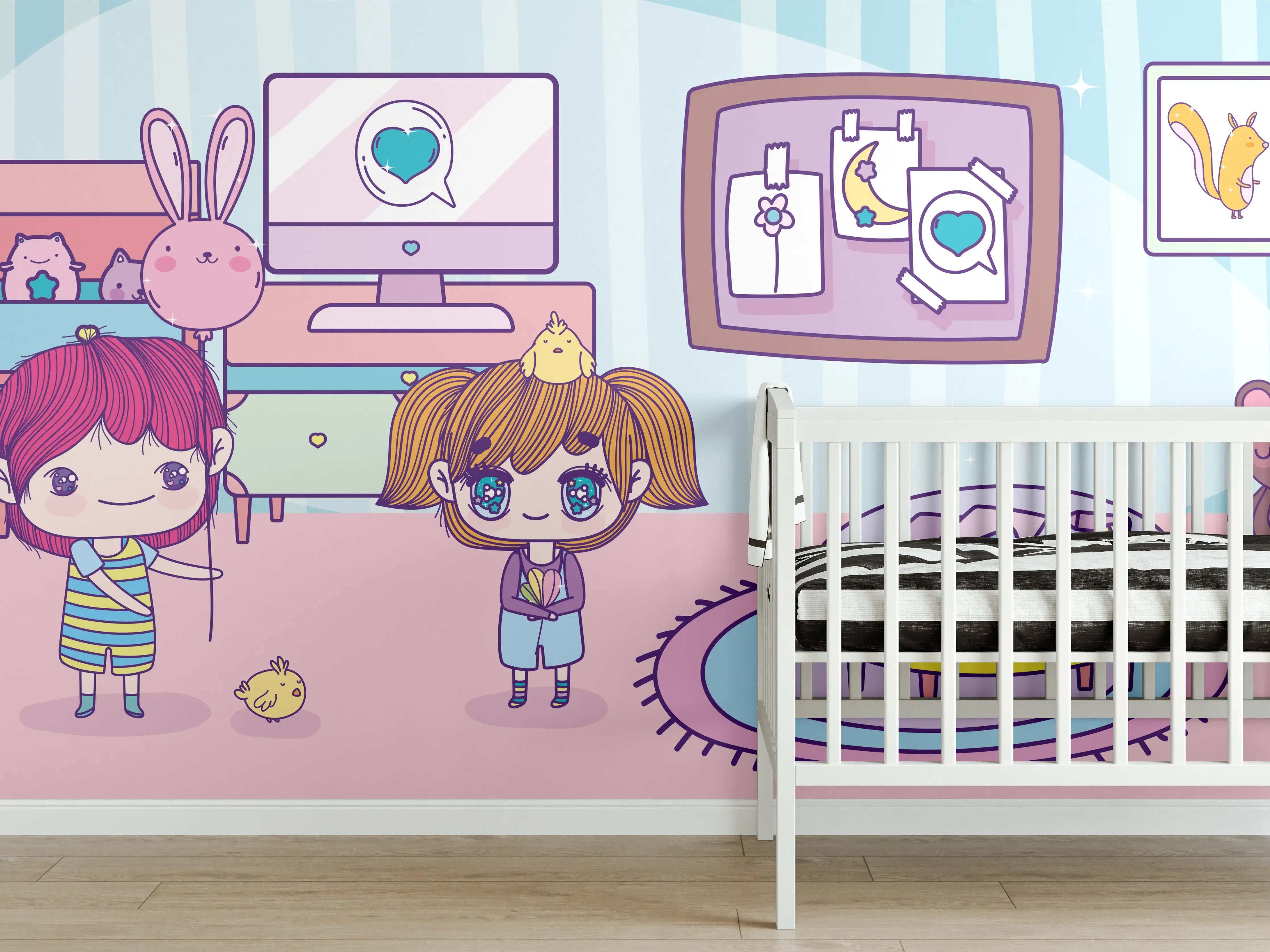 Babyzimmer Wandgestaltung - Anime-Kinder Zuhause Illustration