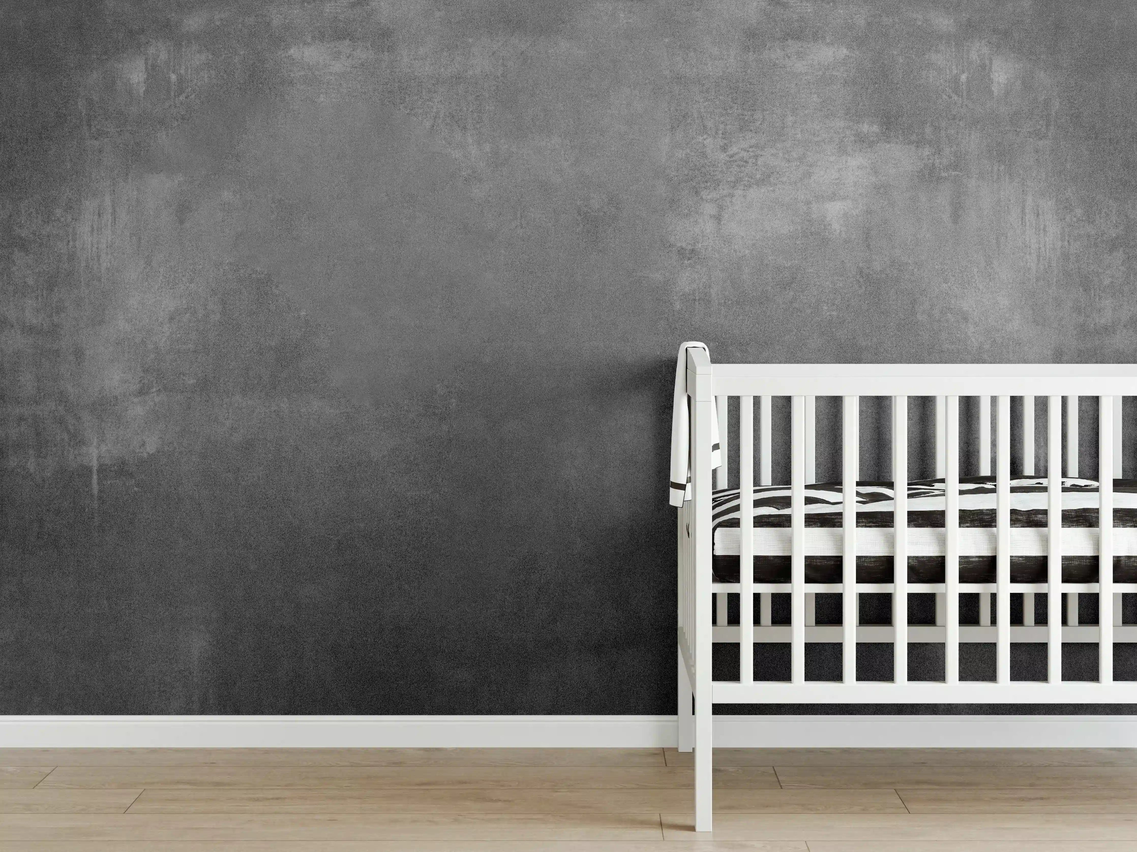 Babyzimmer Wandgestaltung - Anthrazit Beton Textur