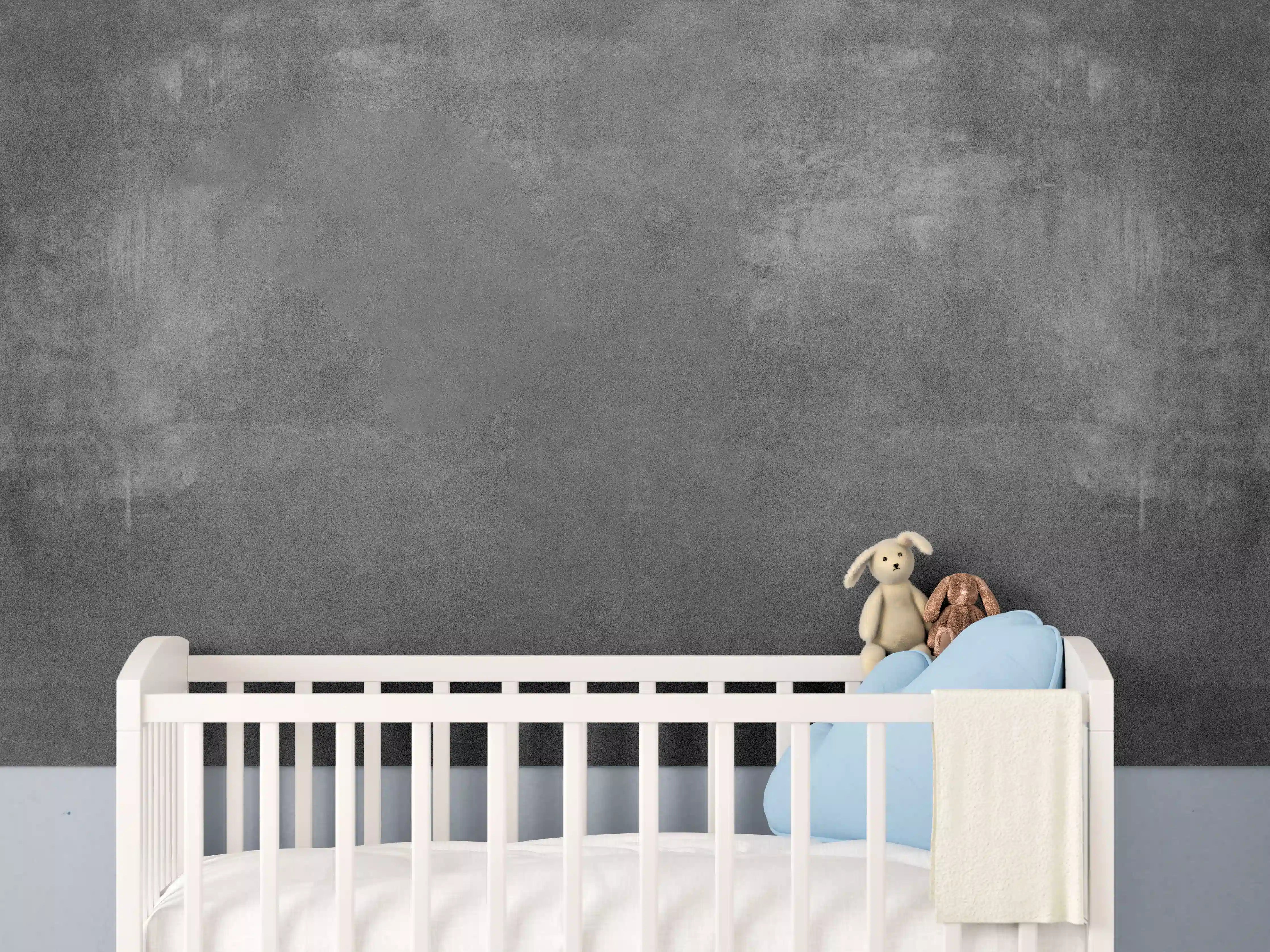 Babyzimmer Wandgestaltung - Anthrazit Beton Textur