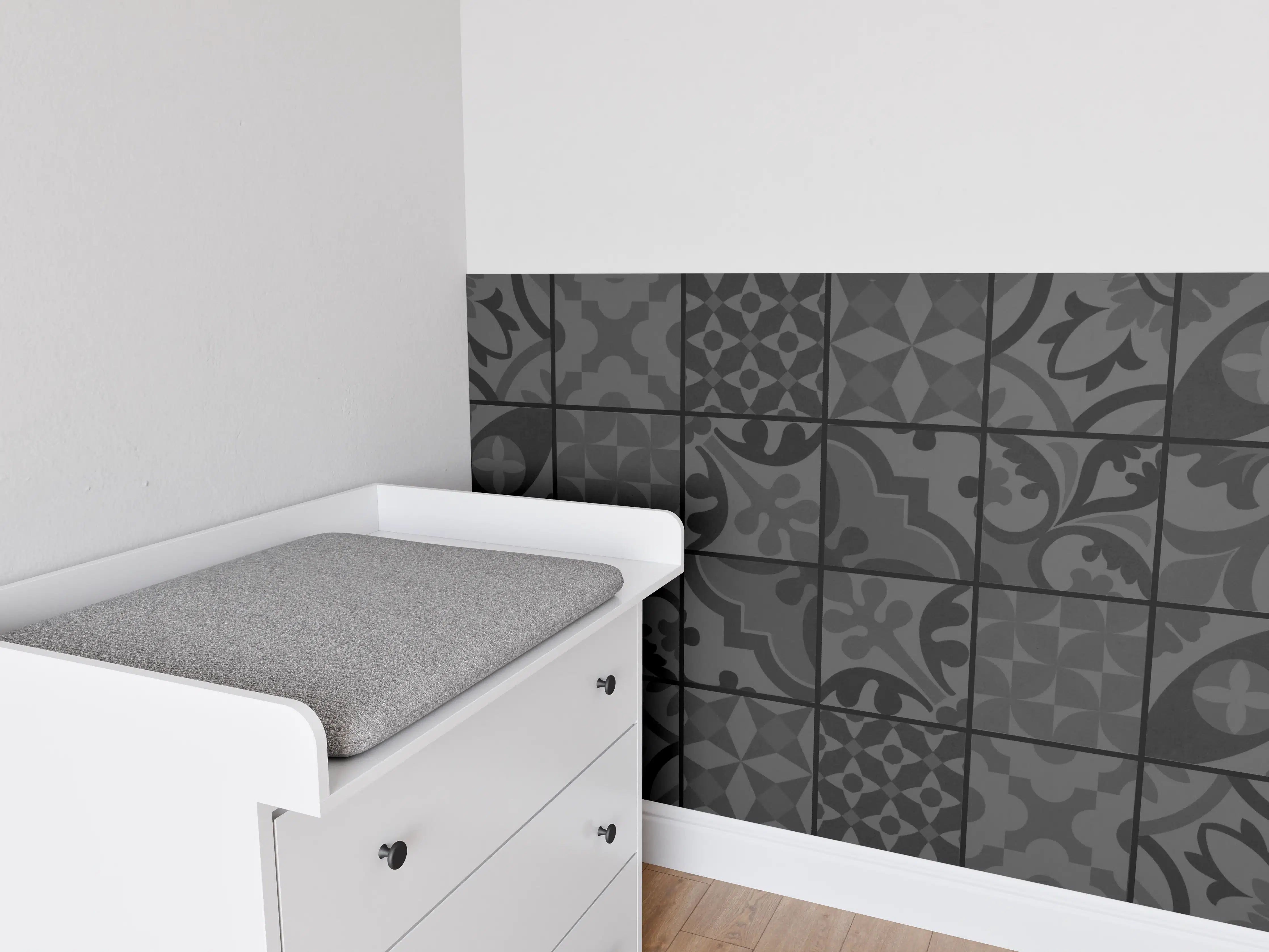Babyzimmer Wandgestaltung - Anthrazit Mosaik Fliesentextur