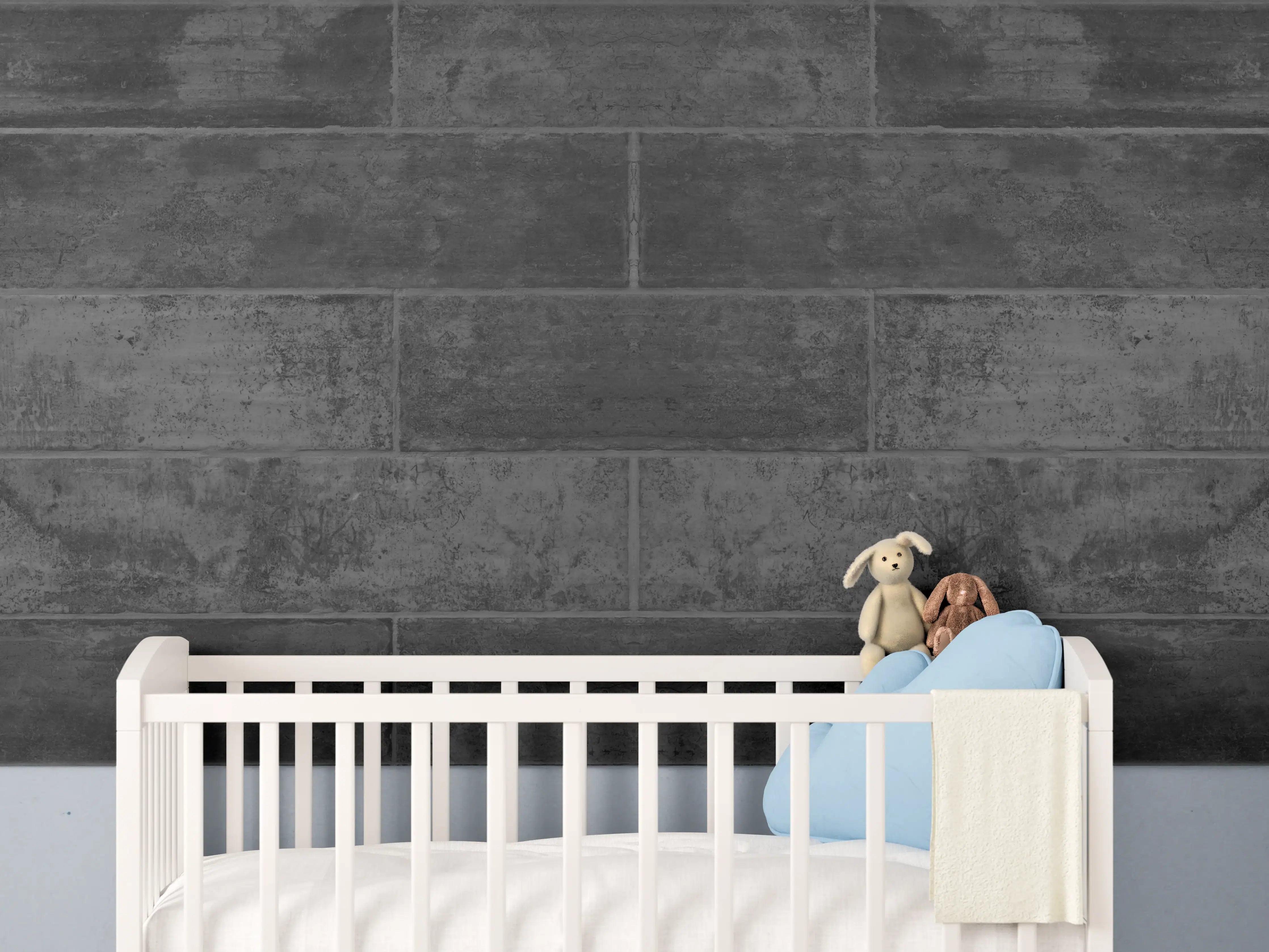 Babyzimmer Wandgestaltung - Anthrazit beschädigte Zementmauer