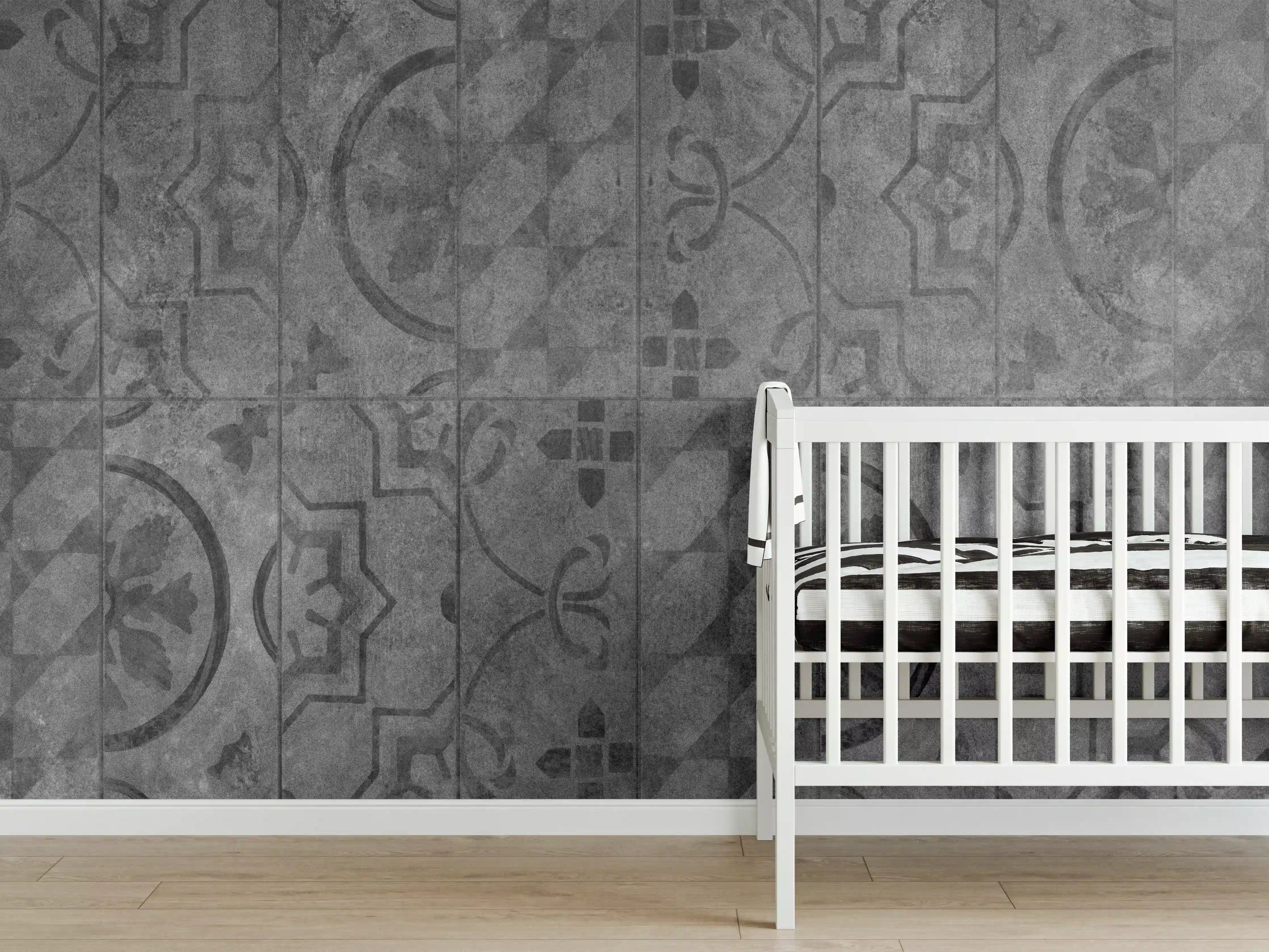 Babyzimmer Wandgestaltung - Antik Graue Fliesen Struktur
