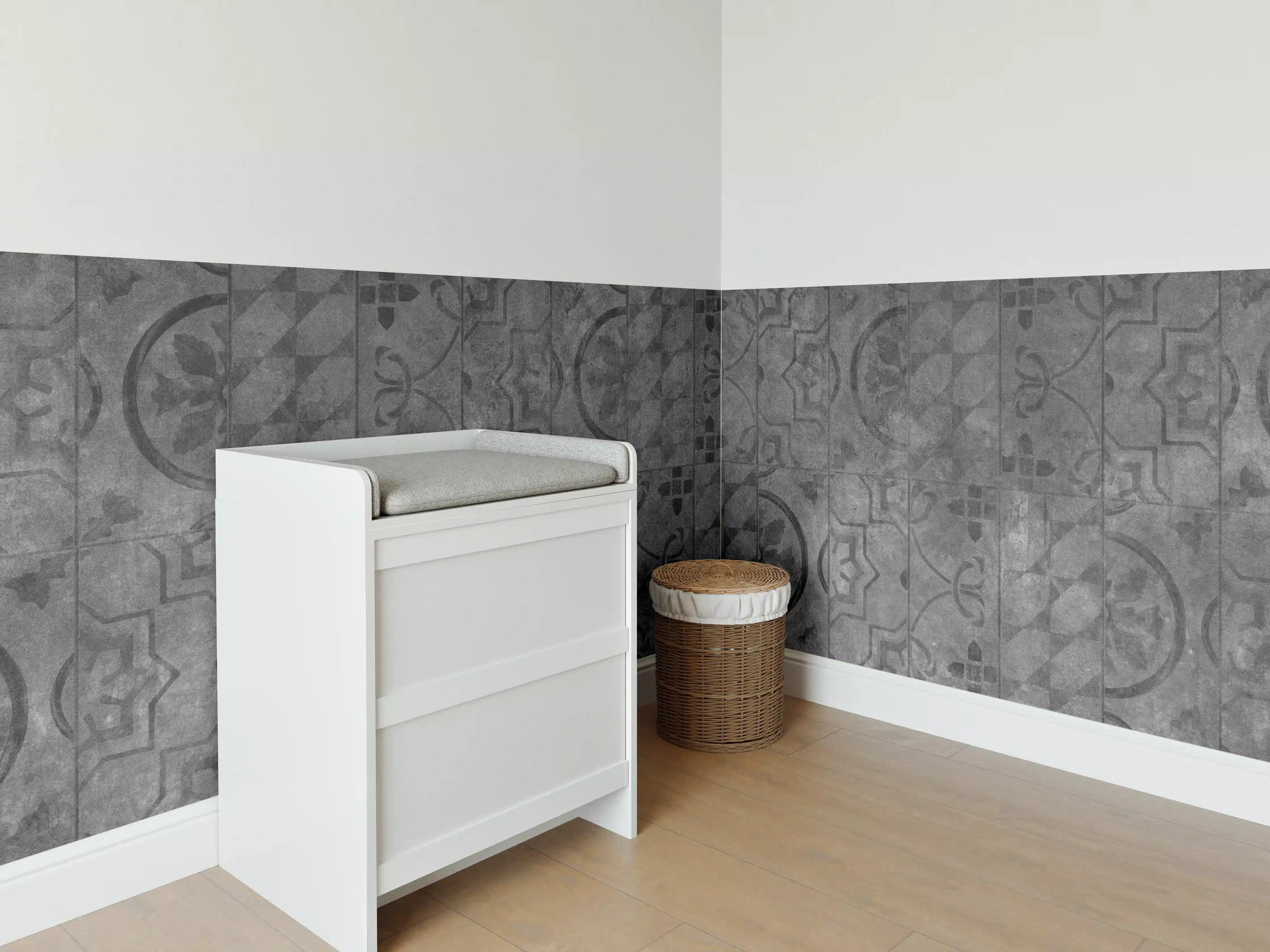 Babyzimmer Wandgestaltung - Antik Graue Fliesen Struktur