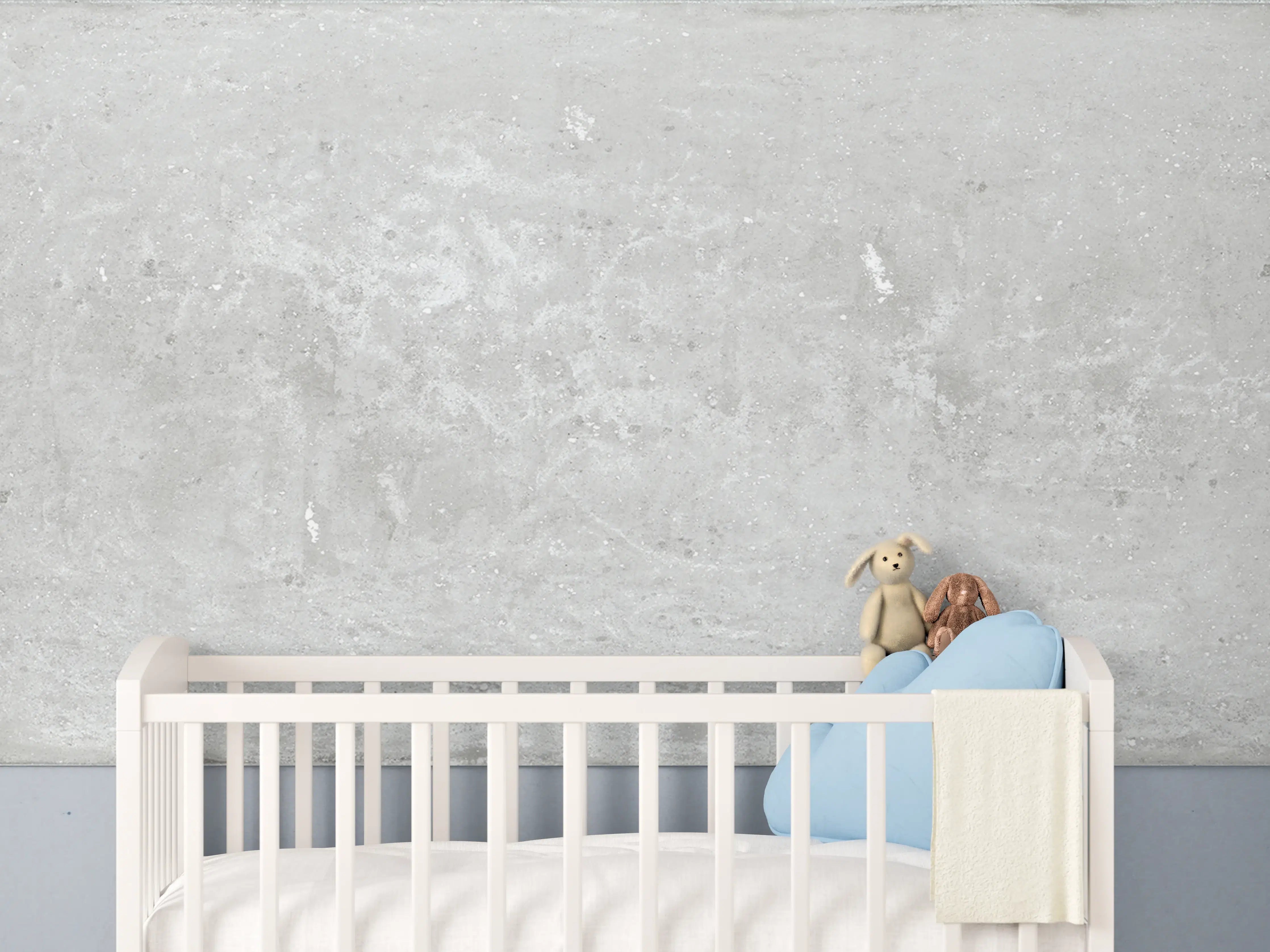 Babyzimmer Wandgestaltung - Antik weiß-gräuliche Betonwand