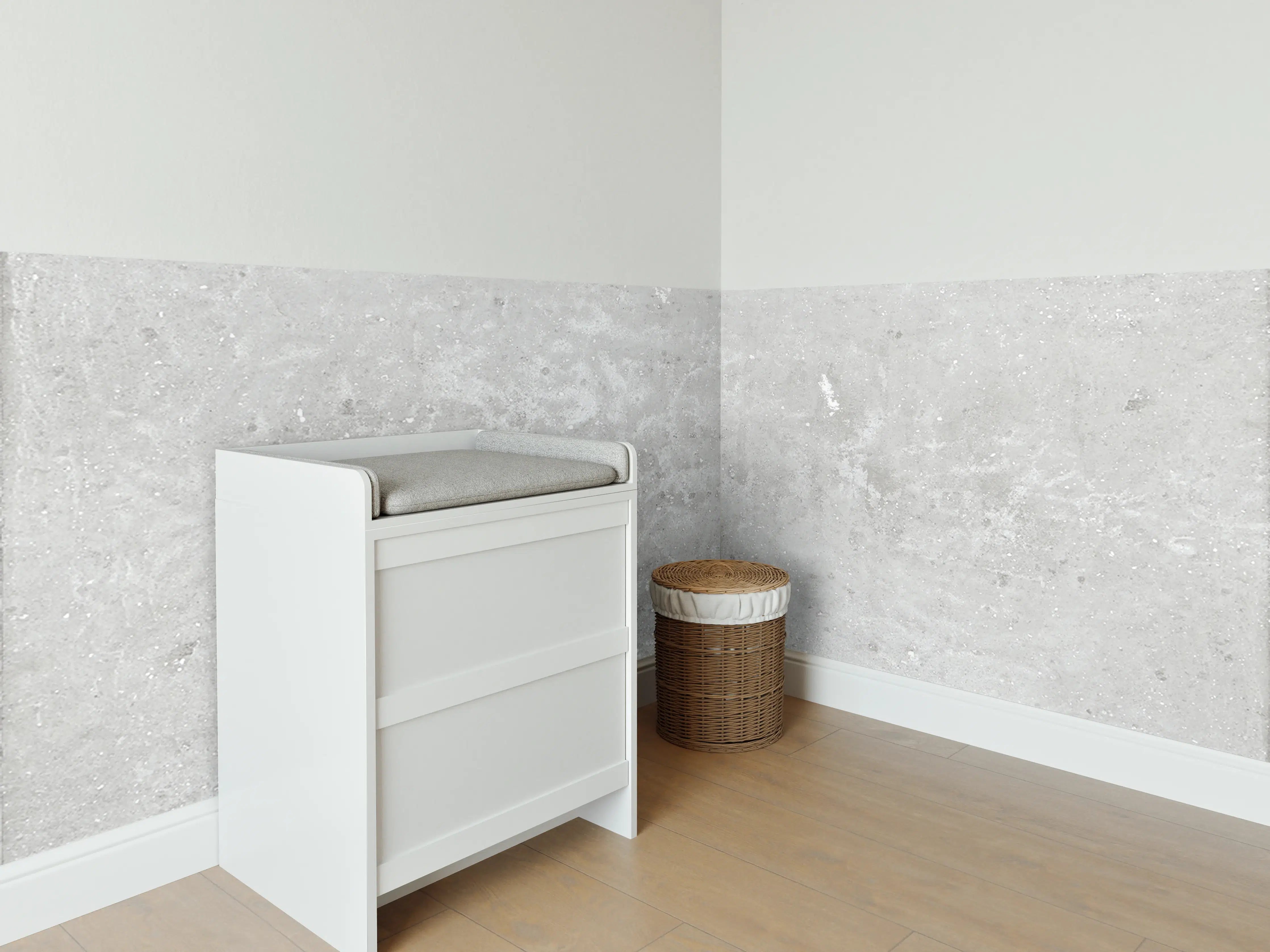 Babyzimmer Wandgestaltung - Antik weiß-gräuliche Betonwand