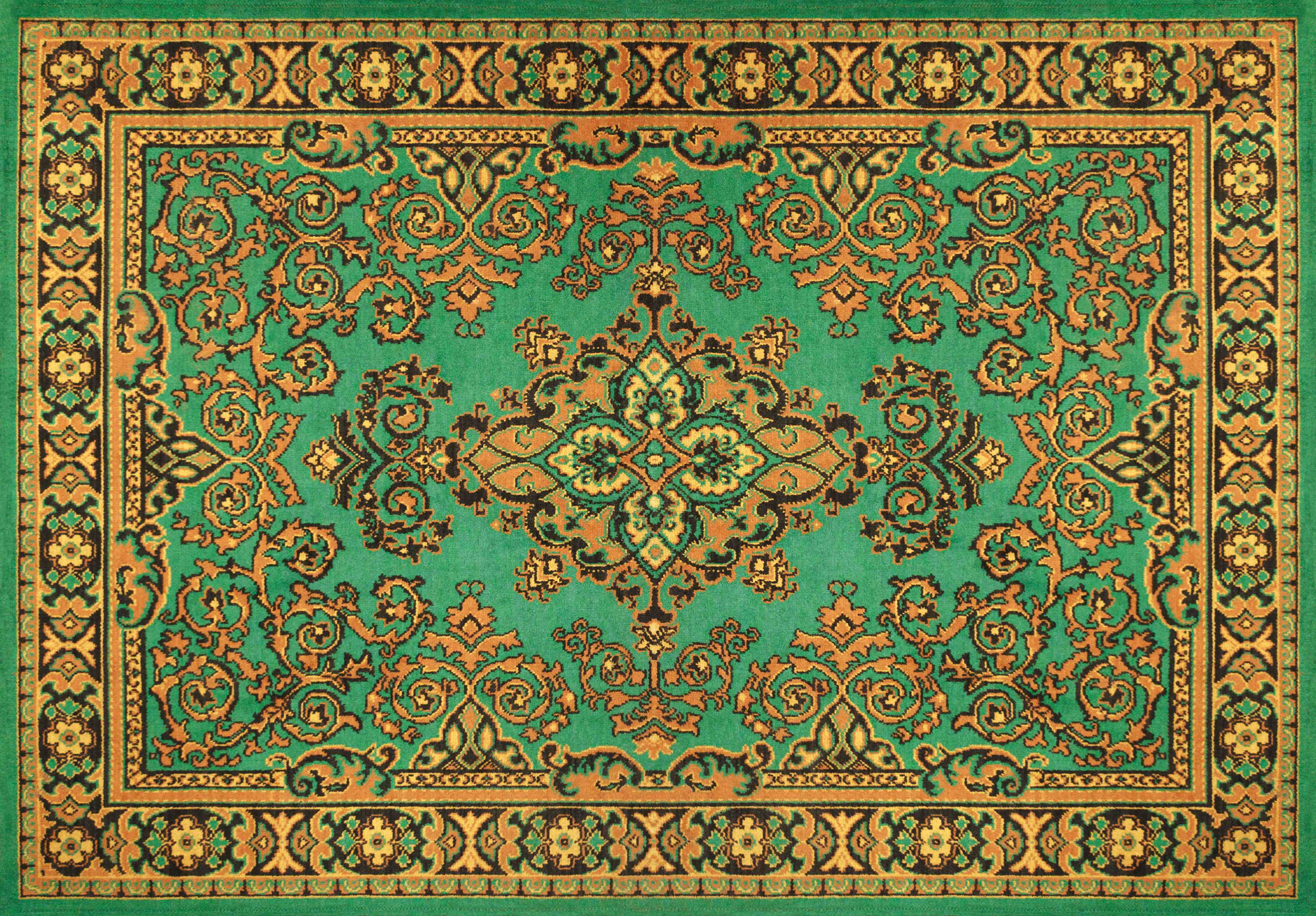 Babyzimmer Wandgestaltung-Antiker Perserteppich Grün-Orange