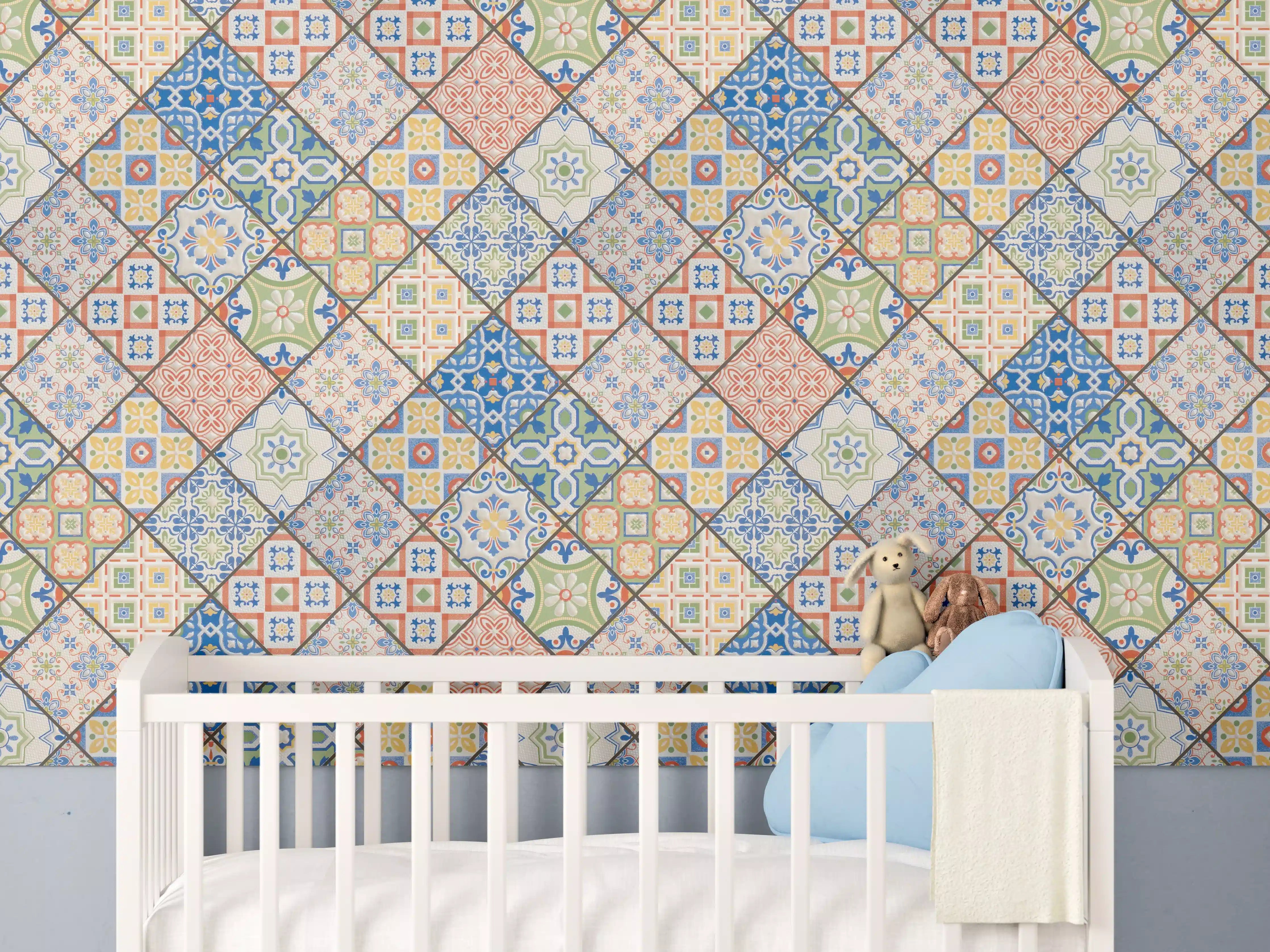 Babyzimmer Wandgestaltung - Antikes Mosaik Muster - Fliesen