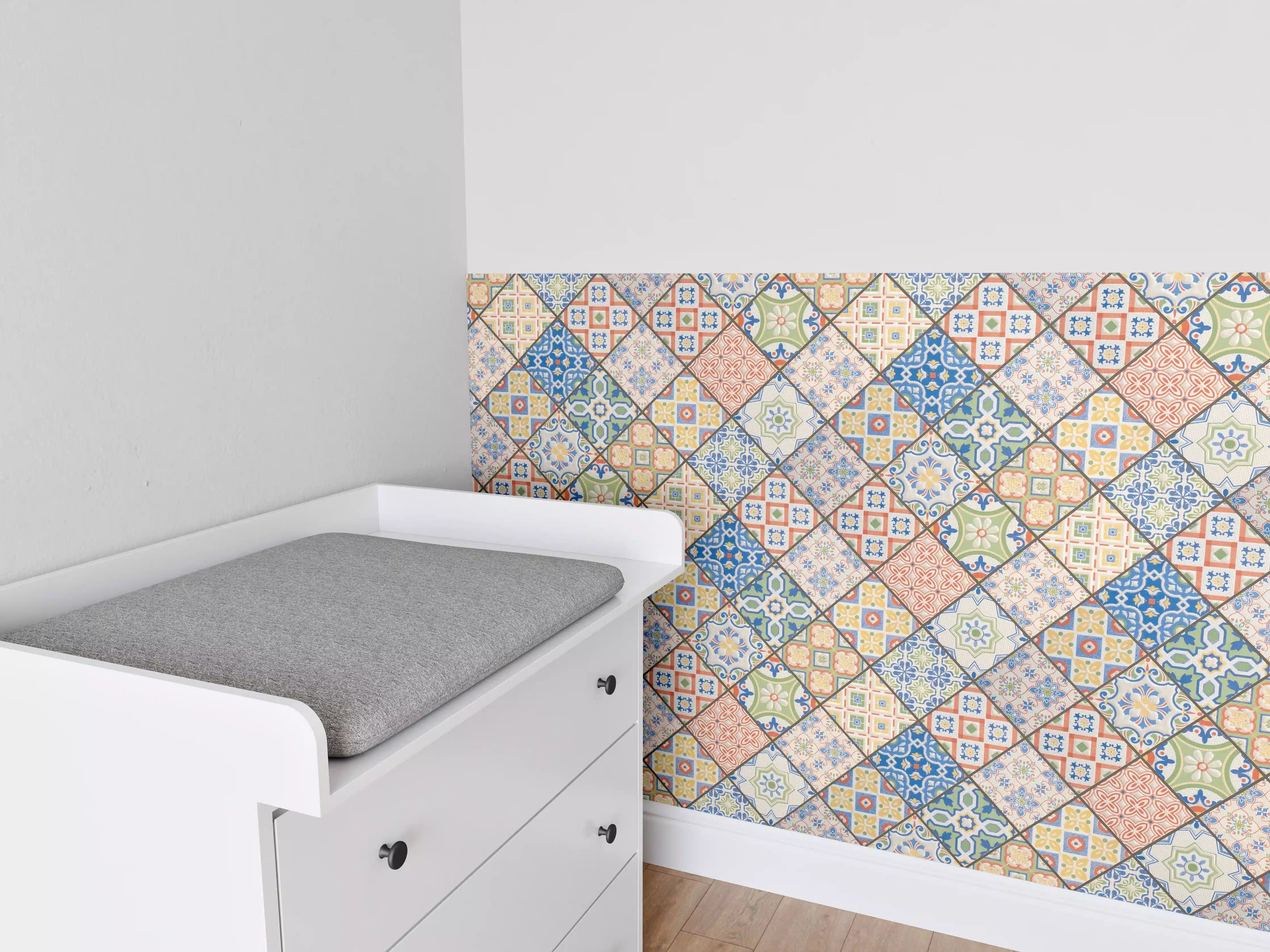 Babyzimmer Wandgestaltung - Antikes Mosaik Muster - Fliesen