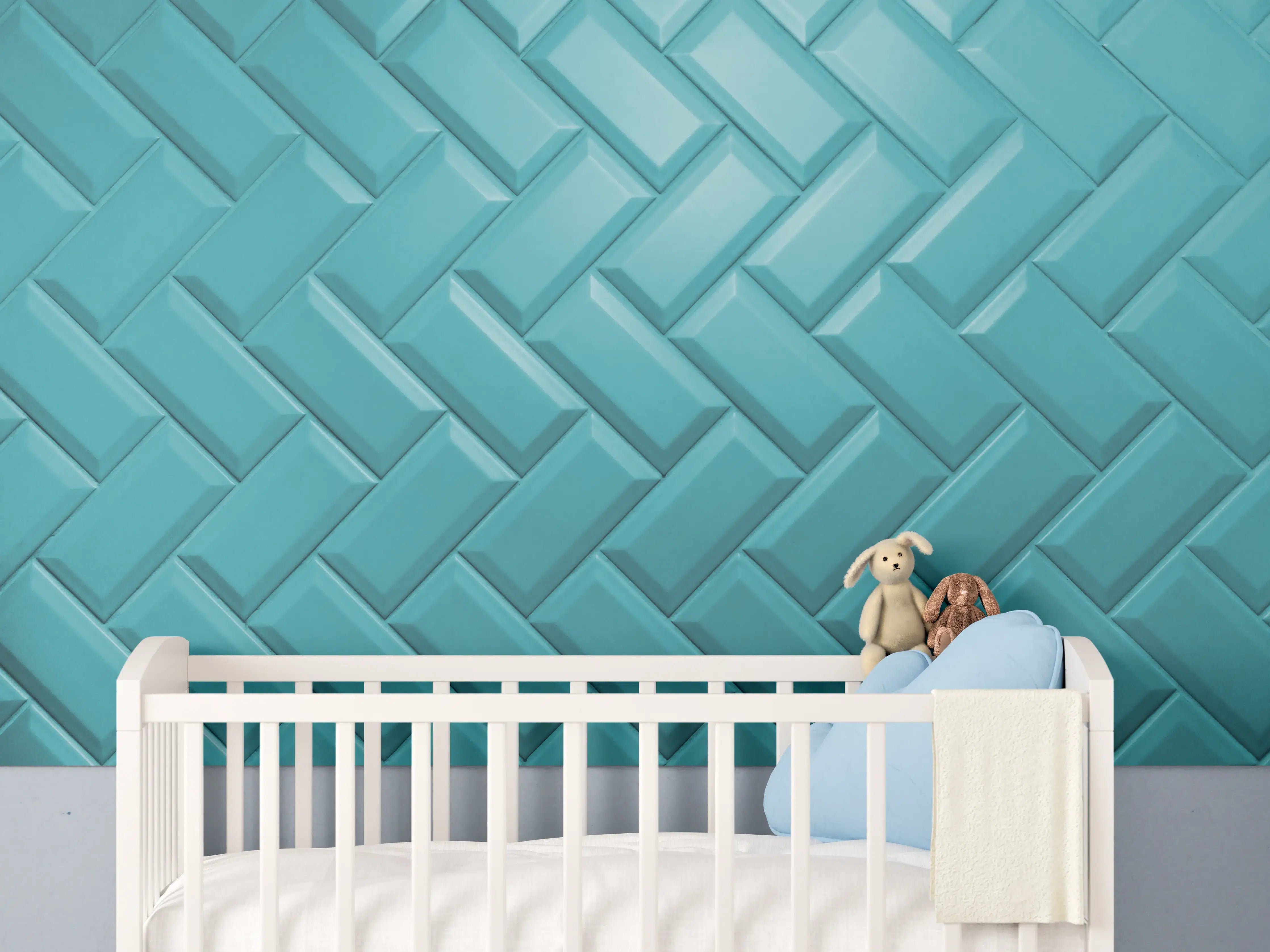 Babyzimmer Wandgestaltung - Aqua Matte Keramikfliesen