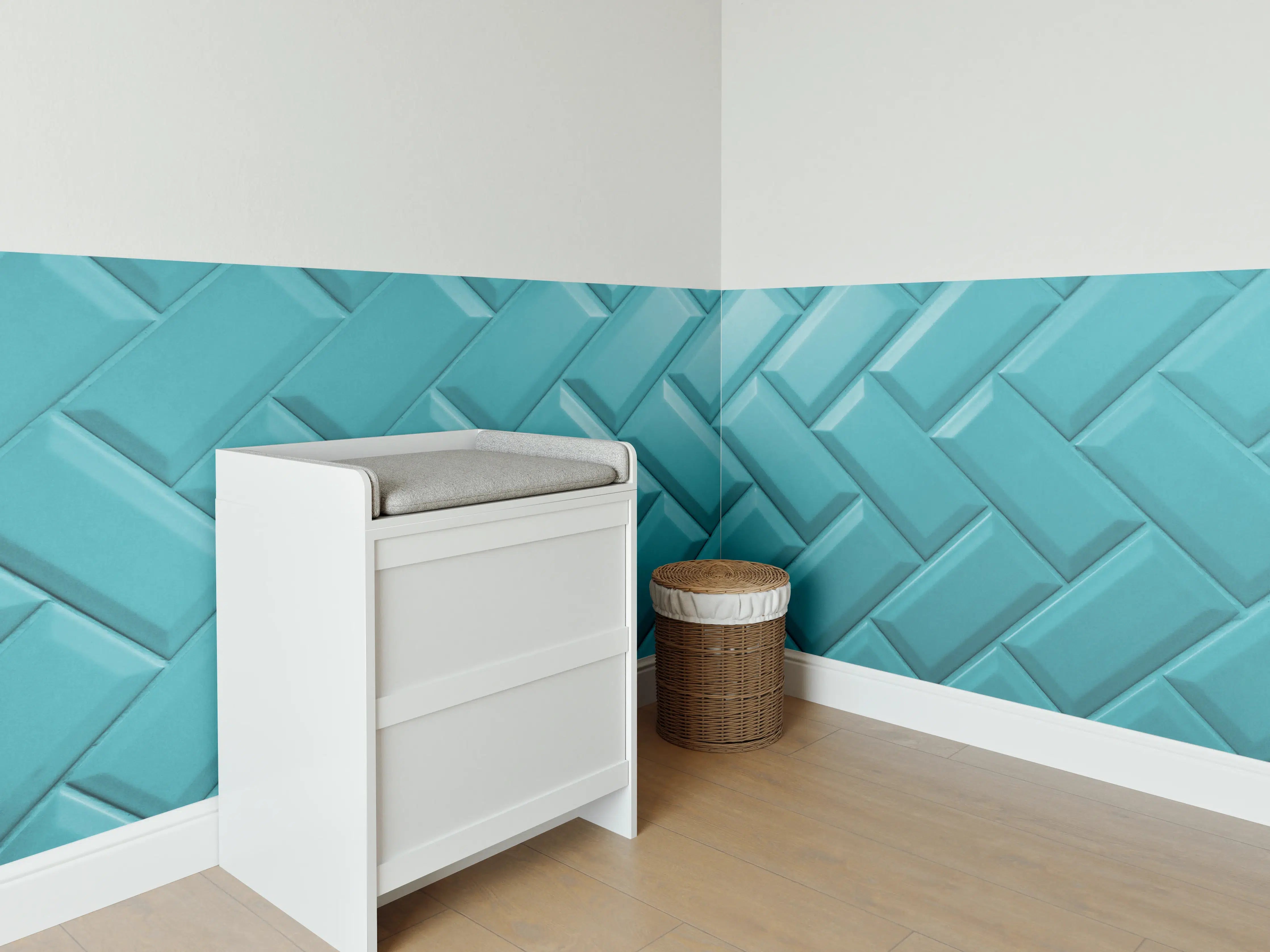 Babyzimmer Wandgestaltung - Aqua Matte Keramikfliesen