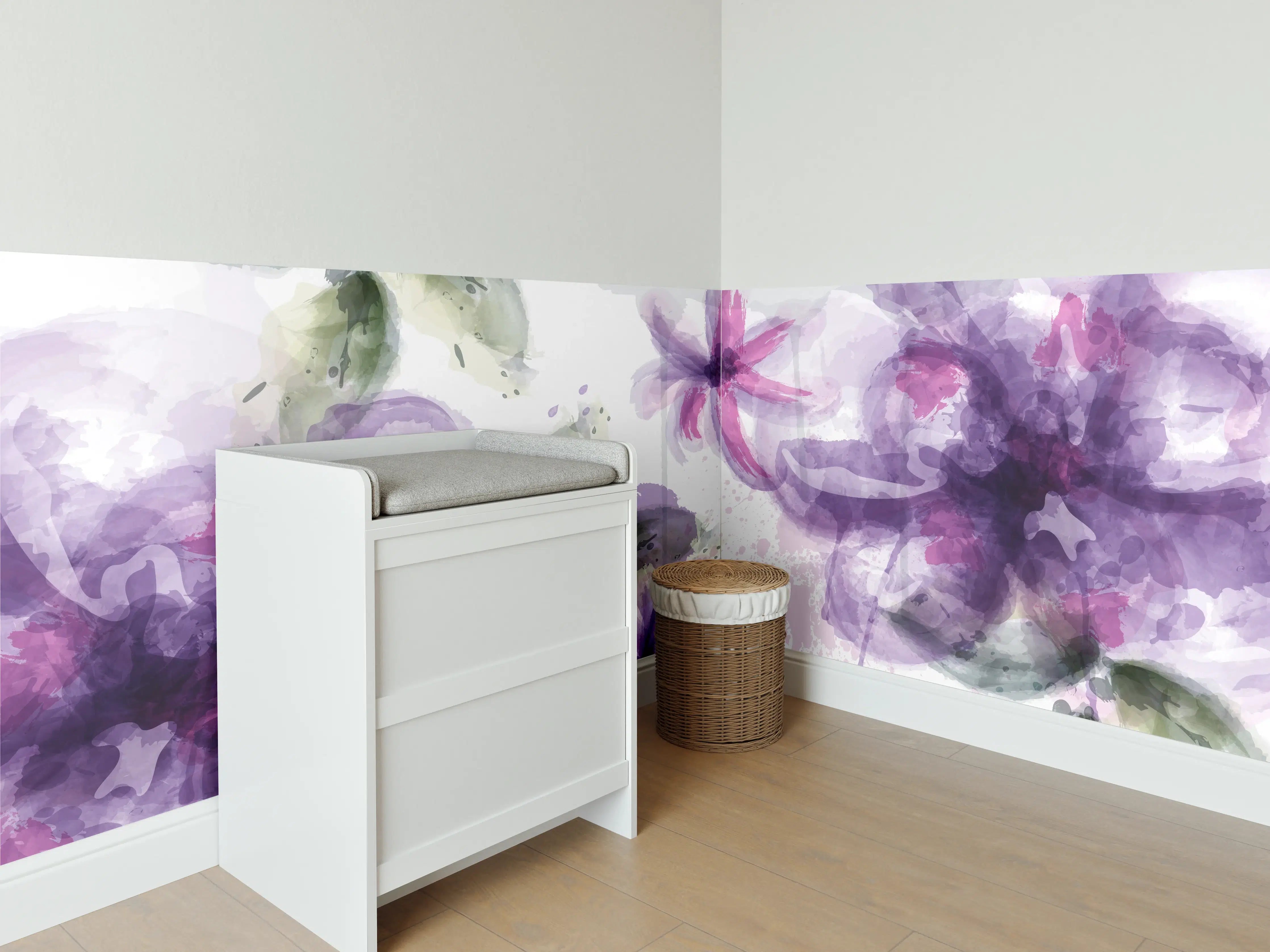 Babyzimmer Wandgestaltung - Aquarall Blumen
