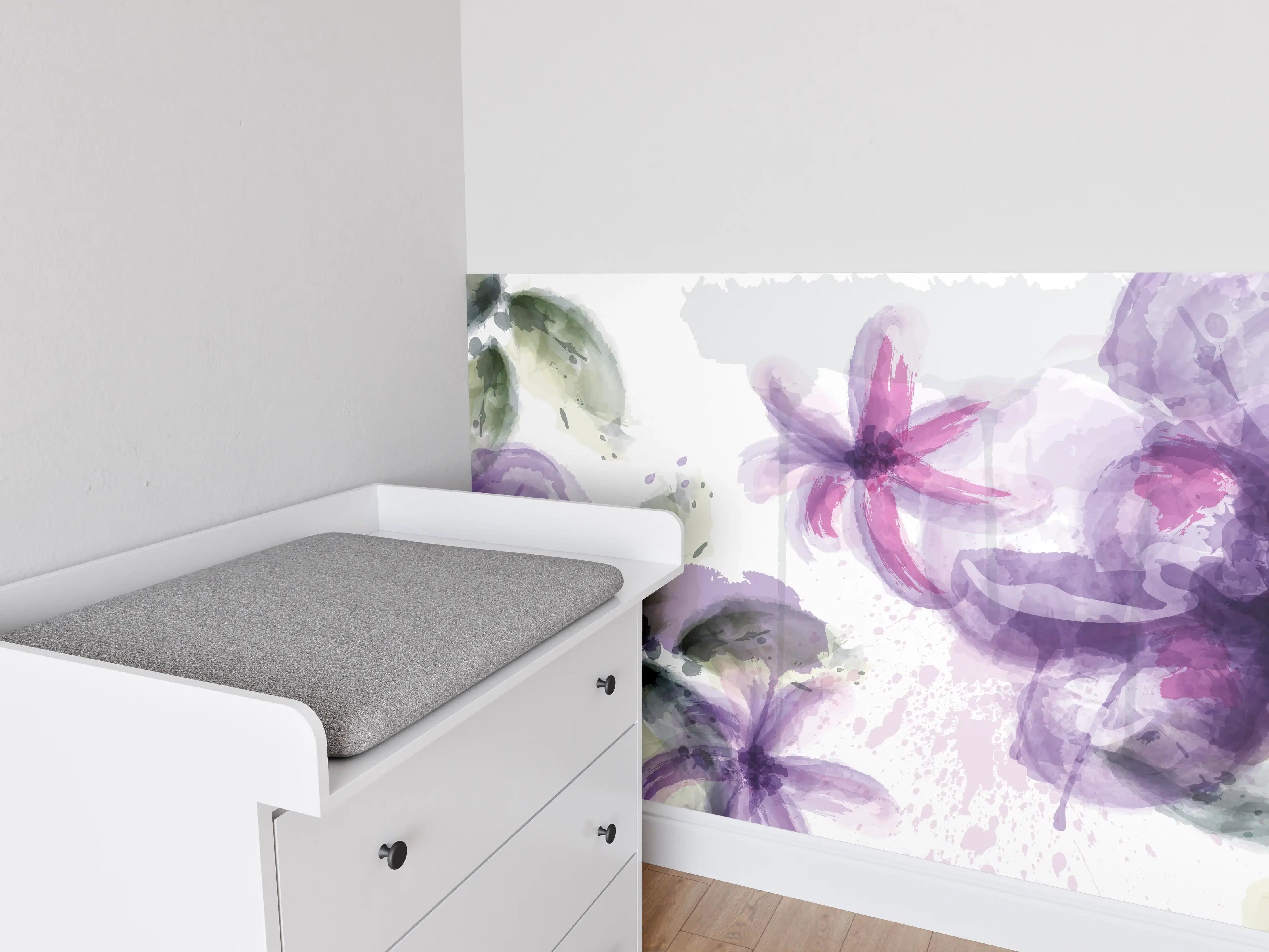 Babyzimmer Wandgestaltung - Aquarall Blumen