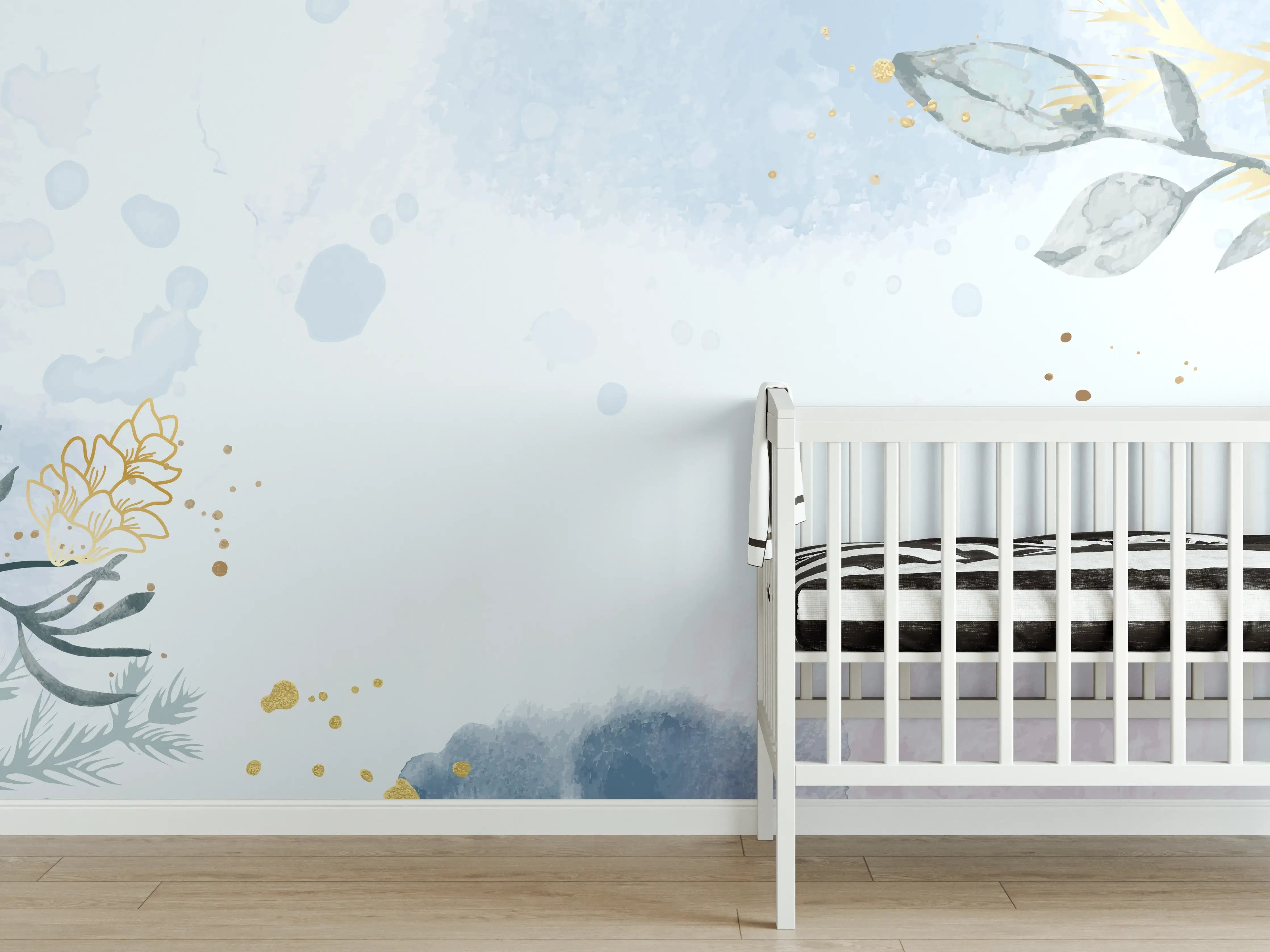 Babyzimmer Wandgestaltung - Aquarell Blüten Pastell