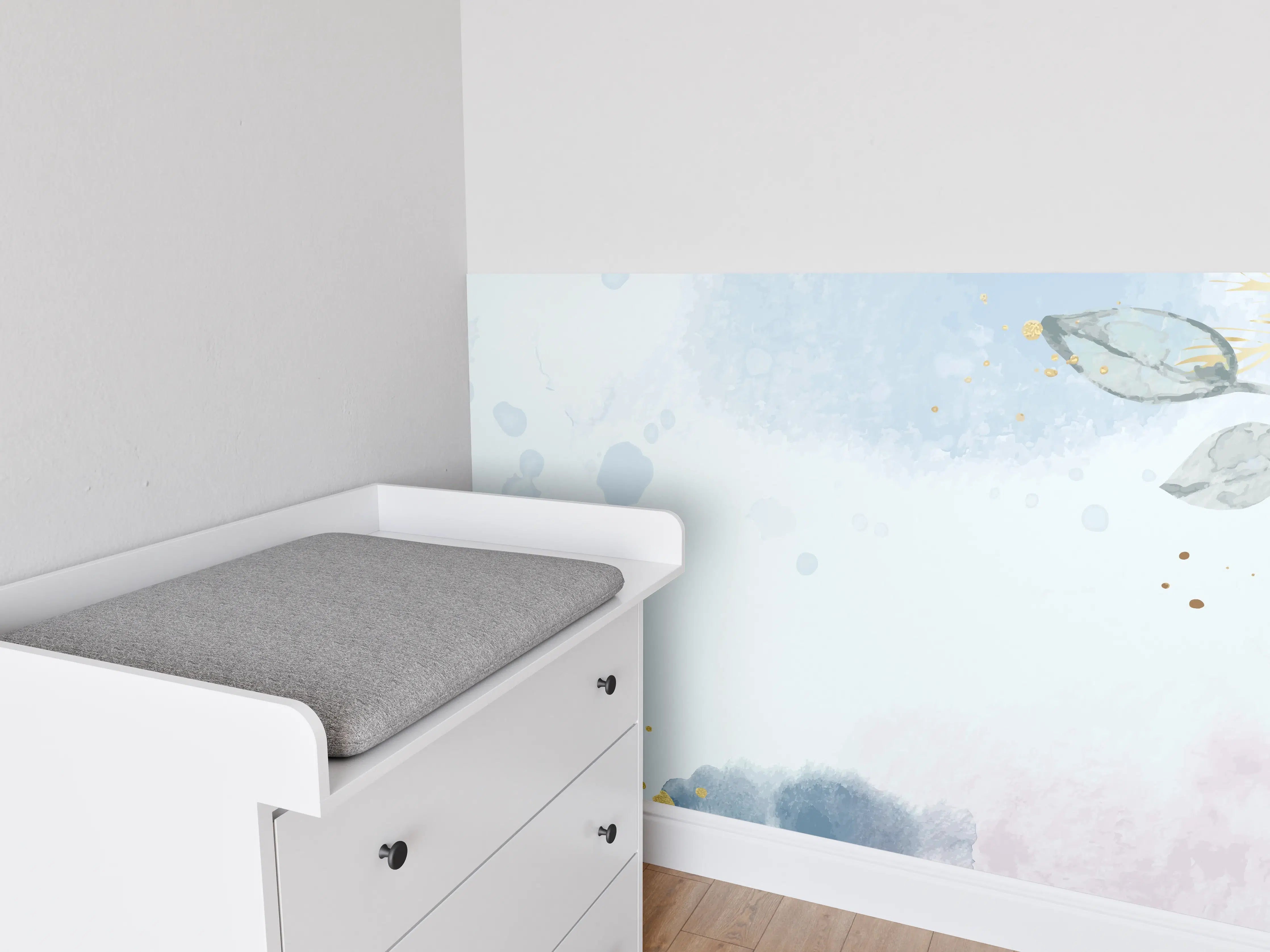 Babyzimmer Wandgestaltung - Aquarell Blüten Pastell