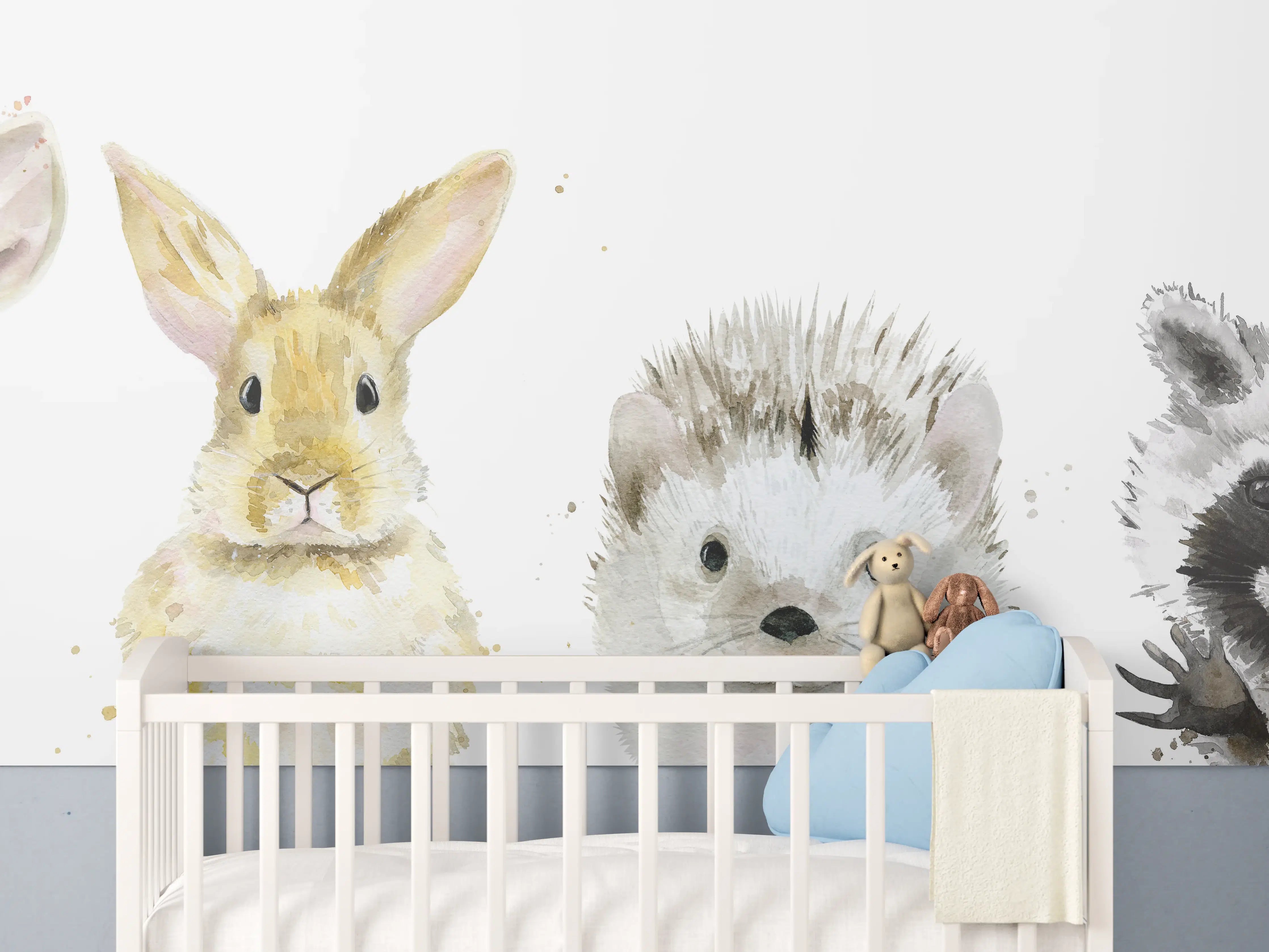 Babyzimmer Wandgestaltung - Aquarell-Tier-Set