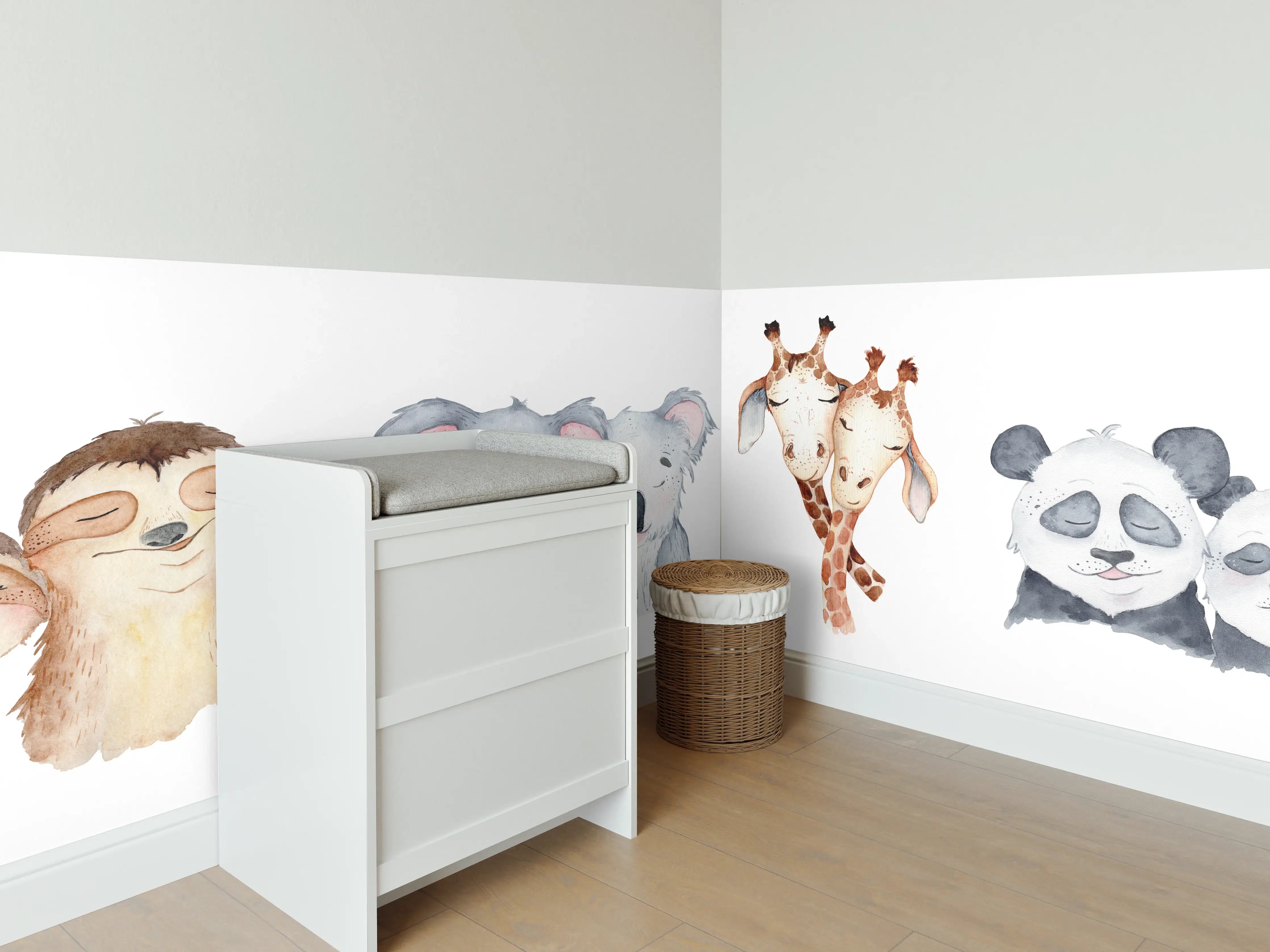 Babyzimmer Wandgestaltung - Aquarell Tiercharaktere Set