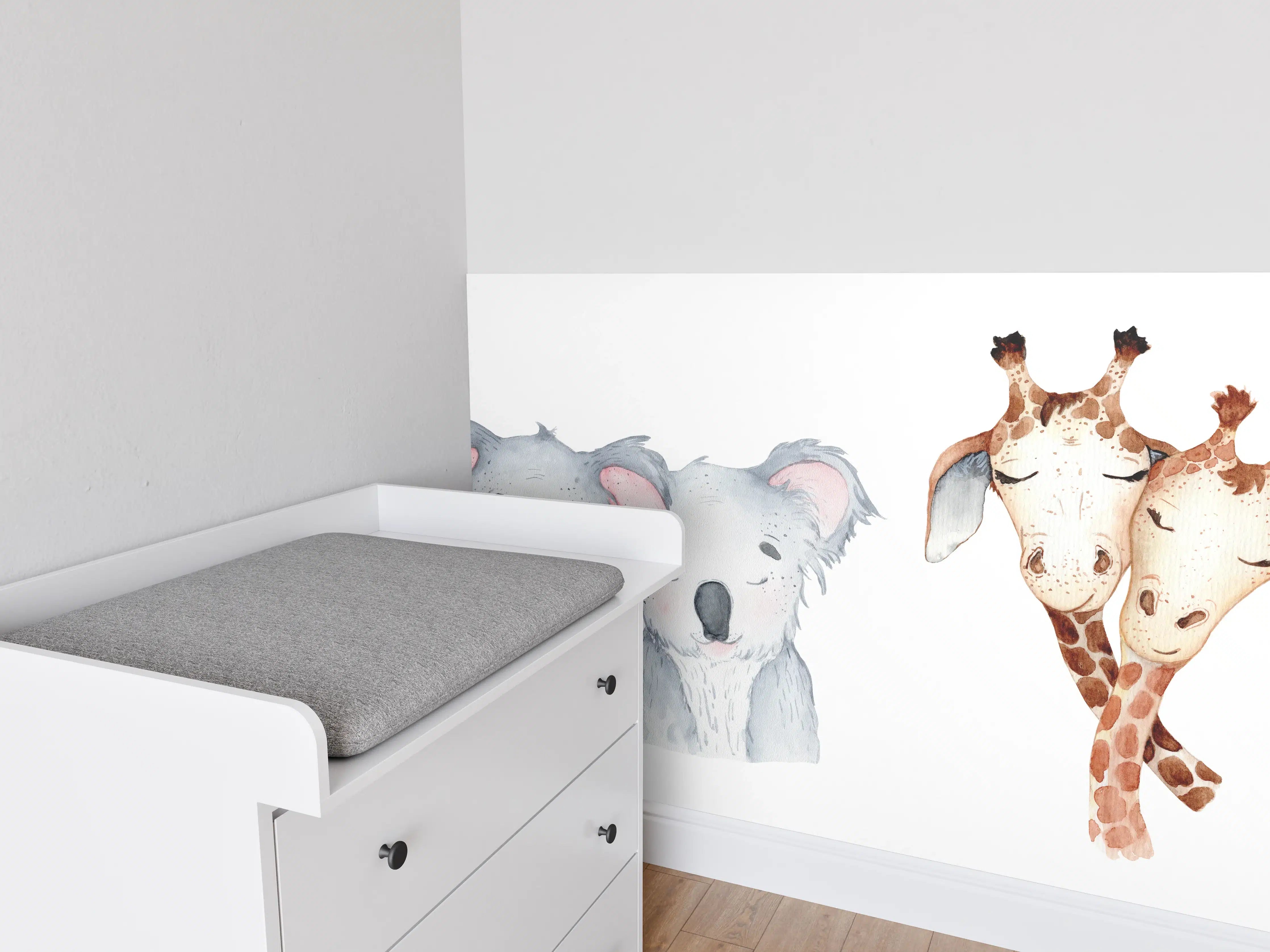 Babyzimmer Wandgestaltung - Aquarell Tiercharaktere Set