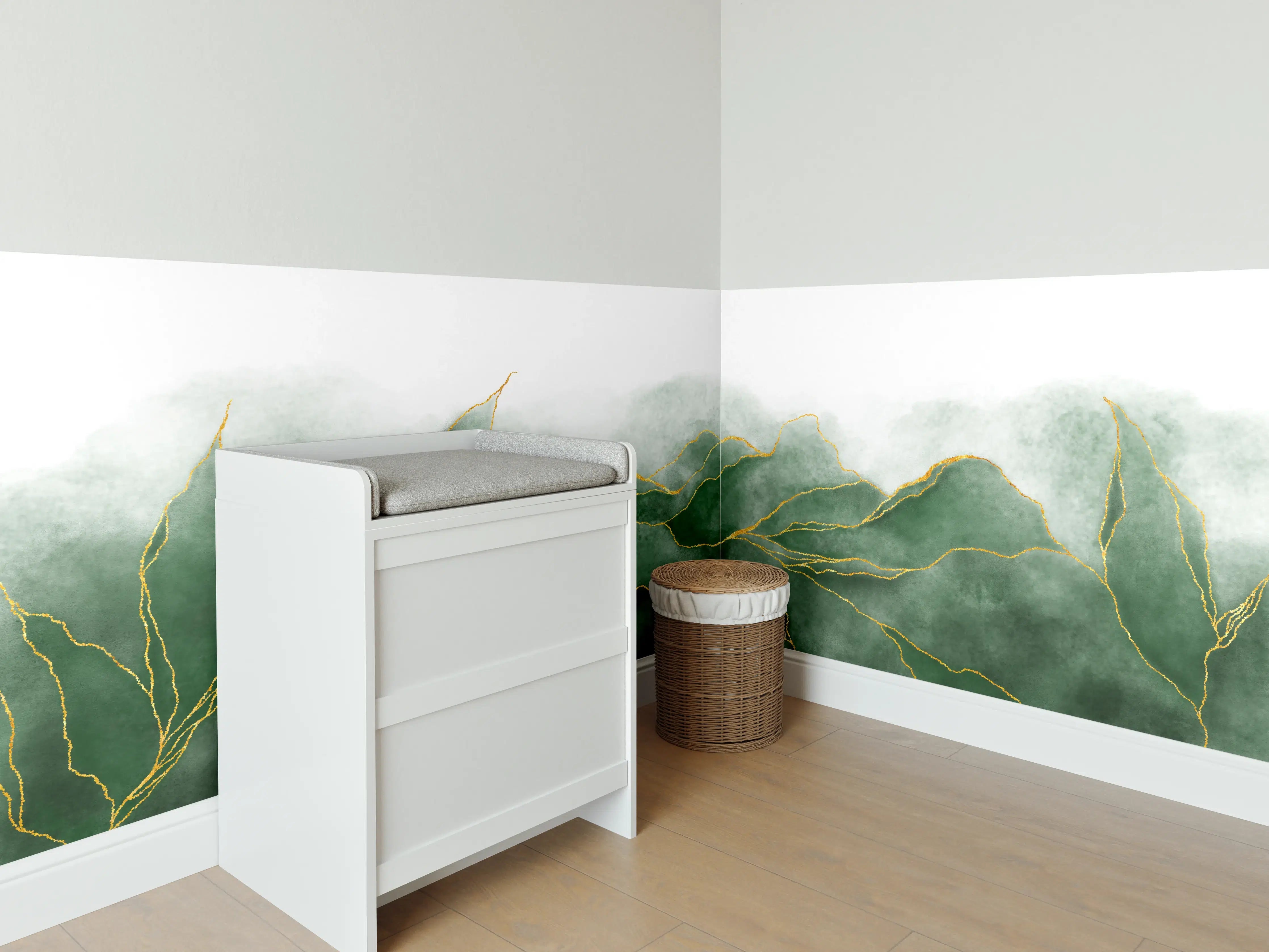 Babyzimmer Wandgestaltung - Aquarell Zeichnung - Pflanzen