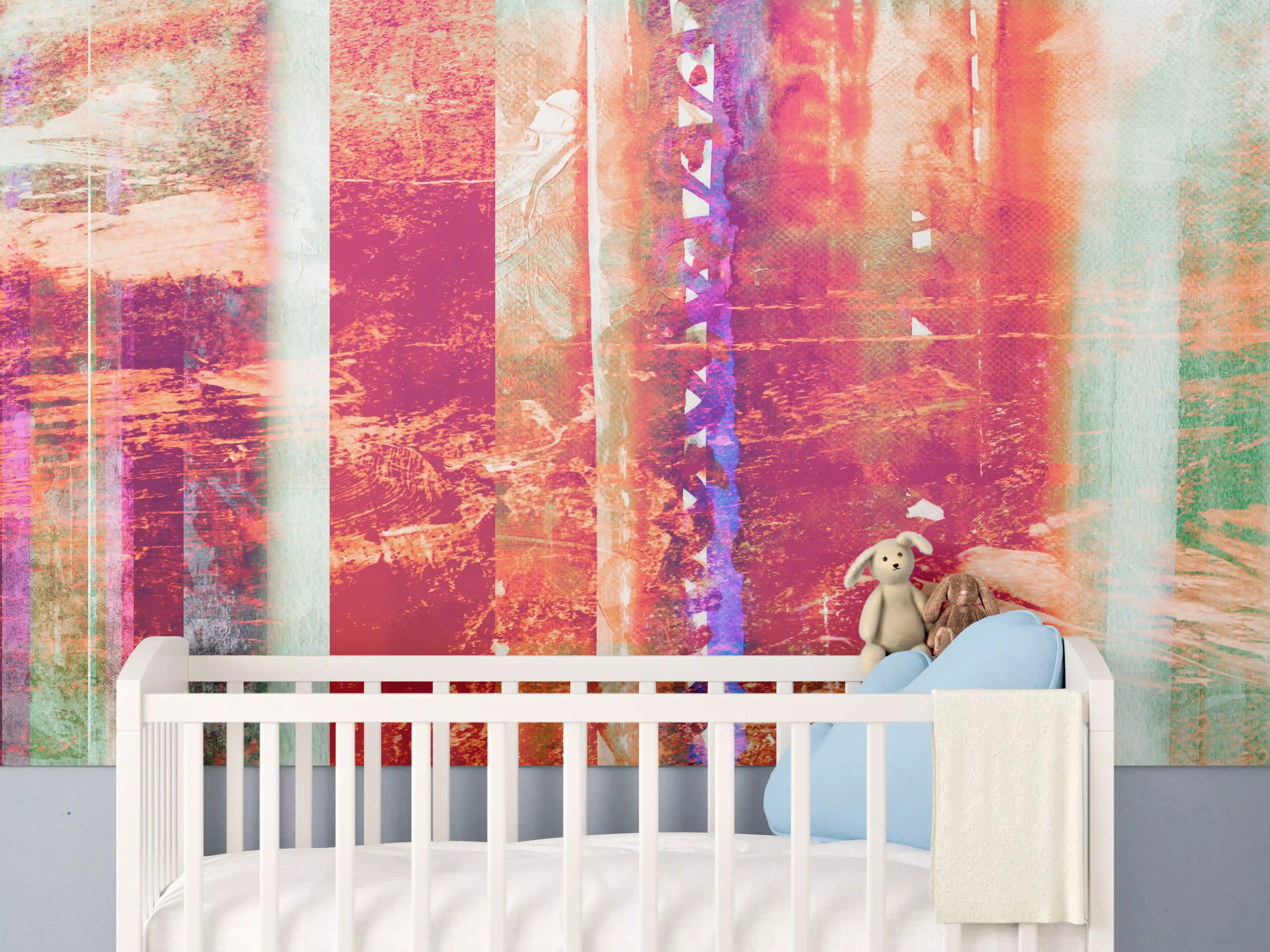 Babyzimmer Wandgestaltung - Aquarell pastellfarbige Streifen