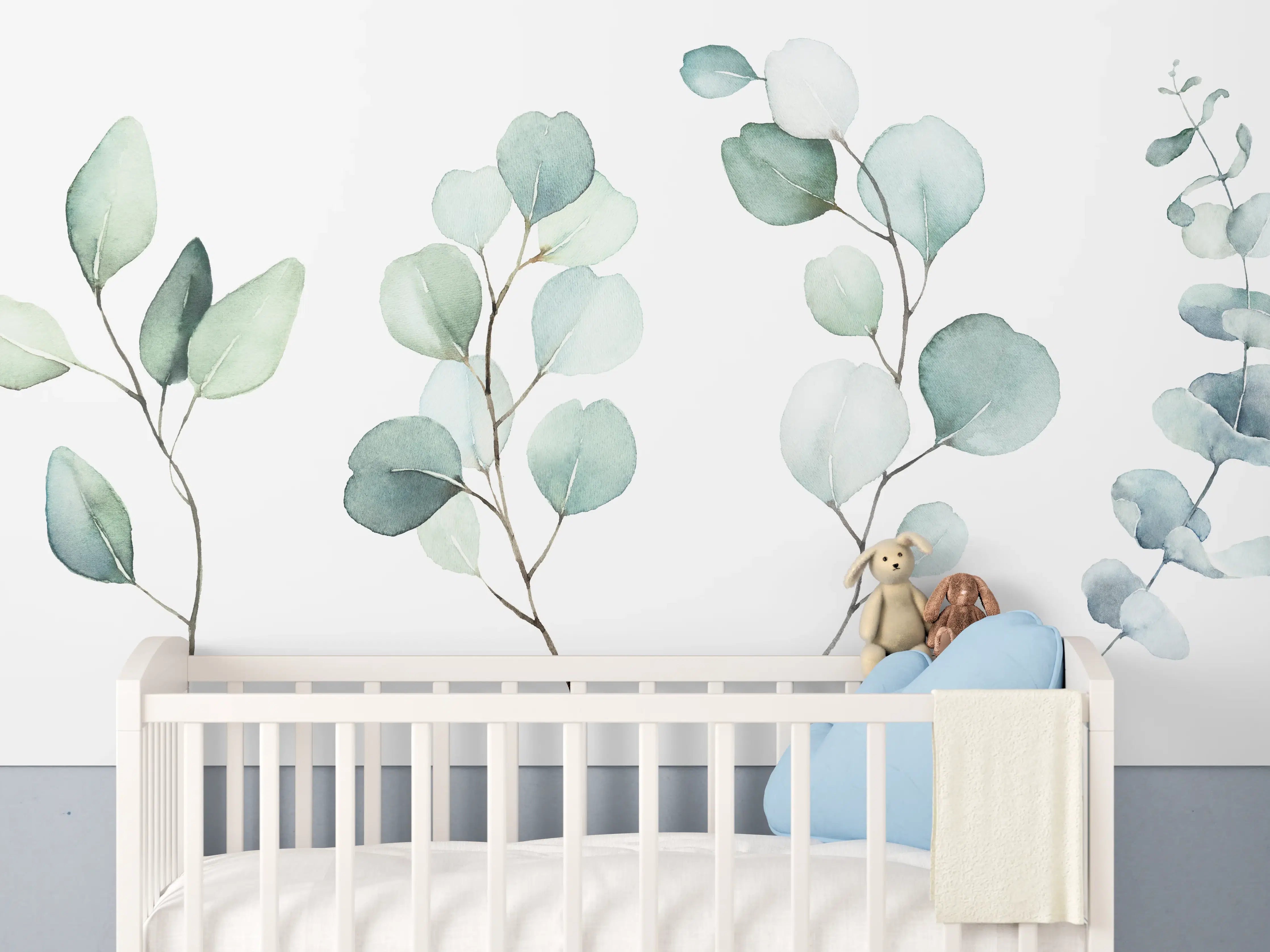 Babyzimmer Wandgestaltung - Aquarell von verschiedenen Ästen