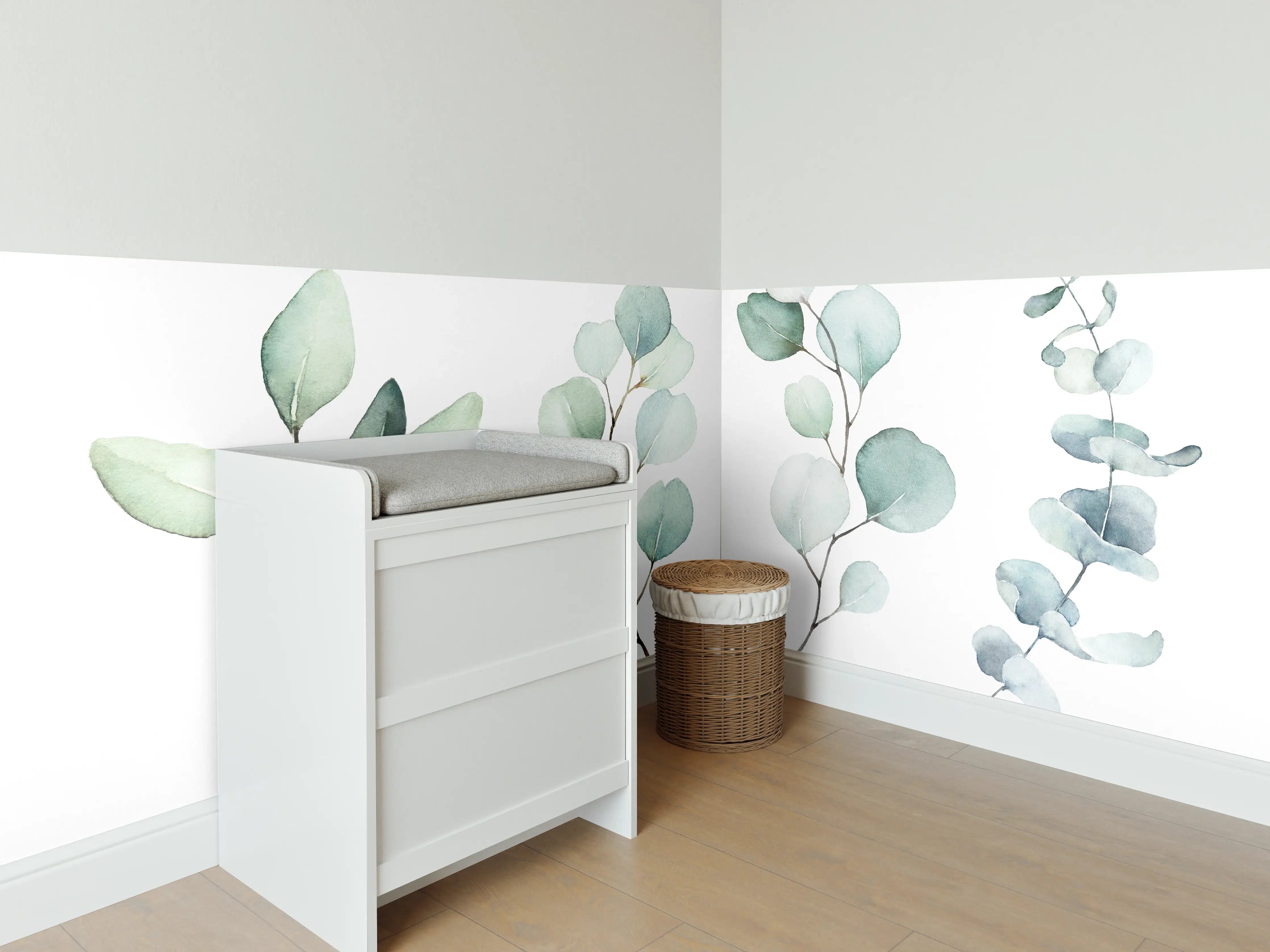 Babyzimmer Wandgestaltung - Aquarell von verschiedenen Ästen