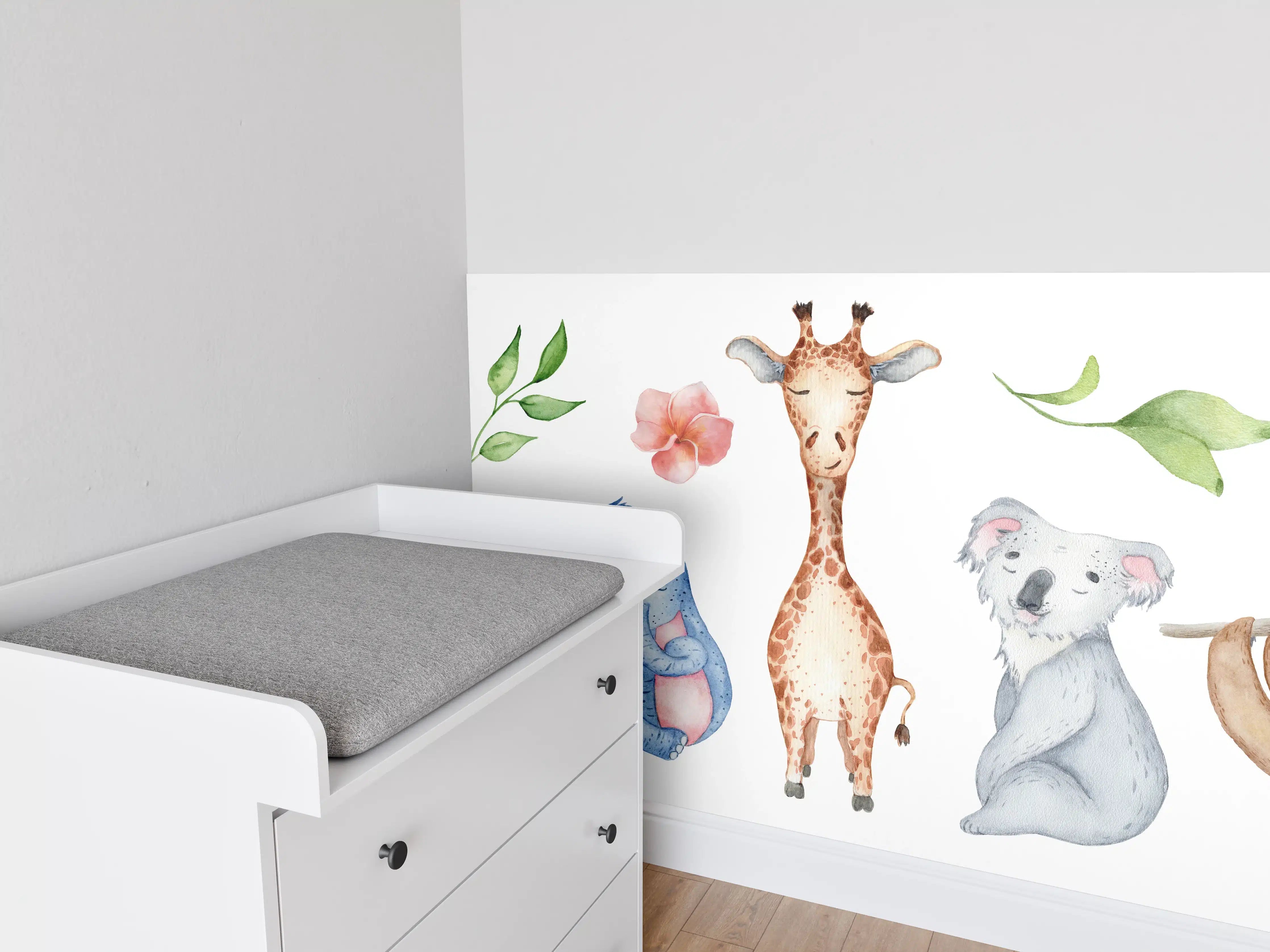 Babyzimmer Wandgestaltung - Aquarelltiere - Charakter Sammlung