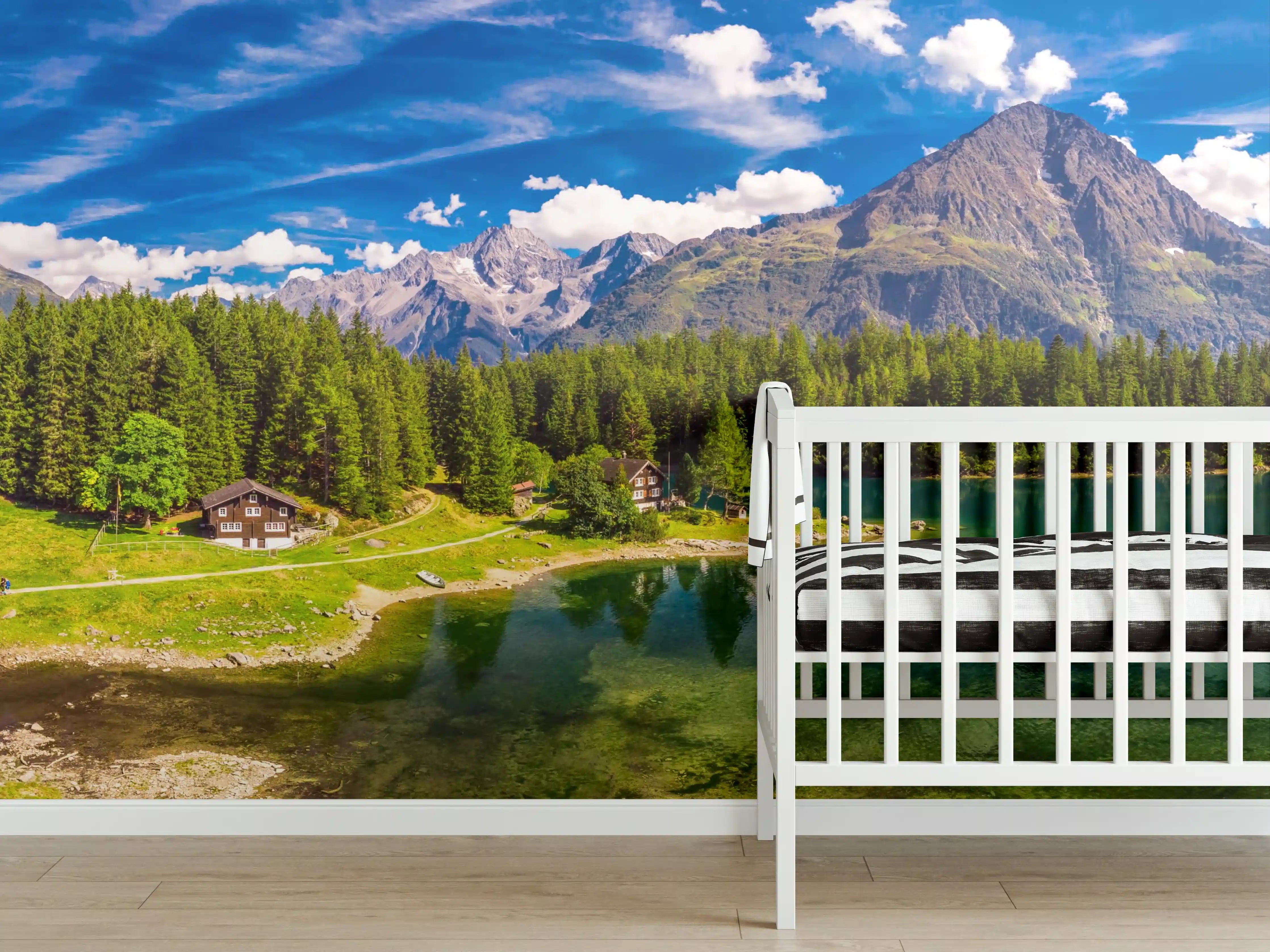 Babyzimmer Wandgestaltung - Arnisee mit Schweizer Alpen