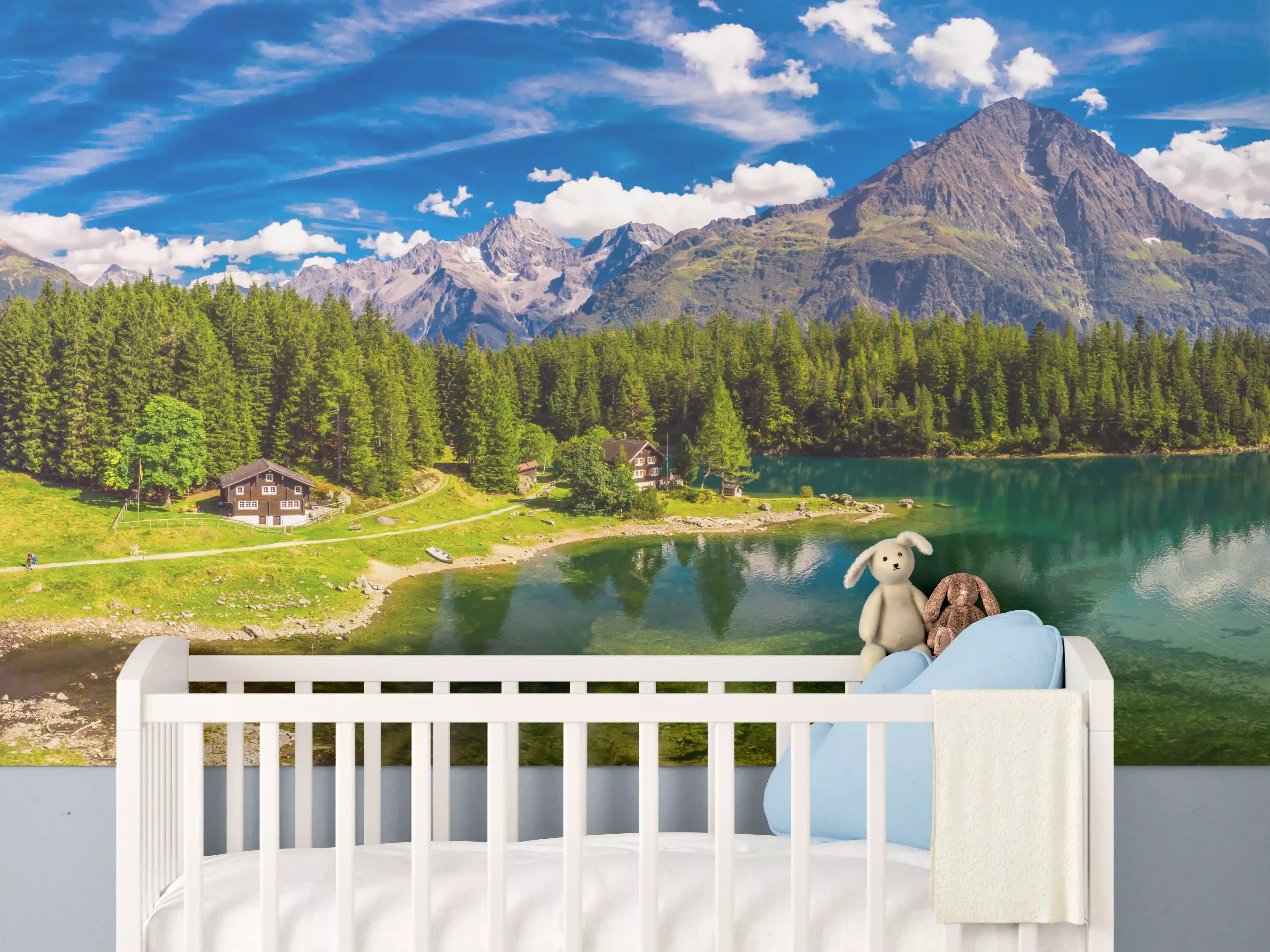 Babyzimmer Wandgestaltung - Arnisee mit Schweizer Alpen