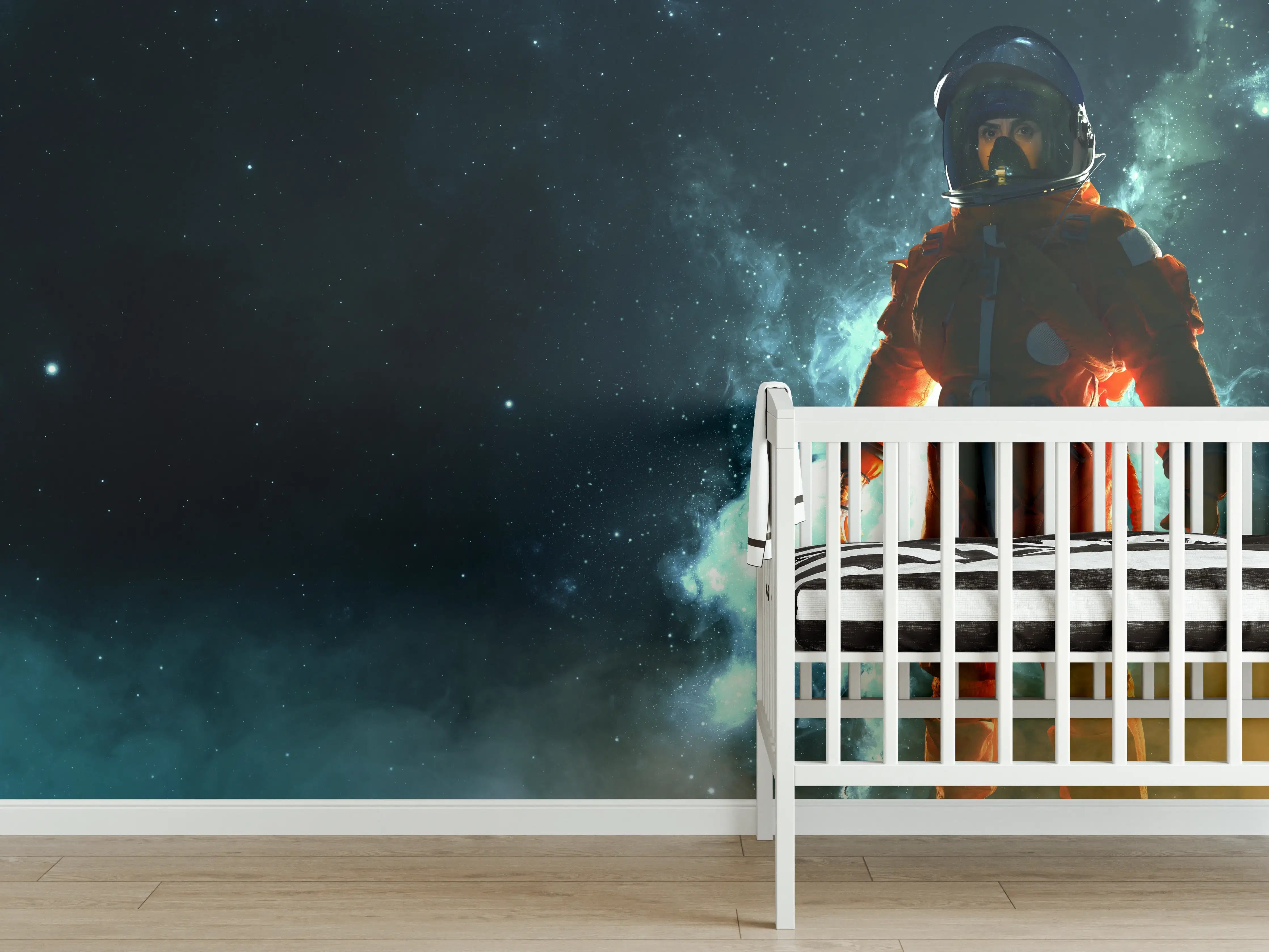 Babyzimmer Wandgestaltung - Astronaut im Weltraum