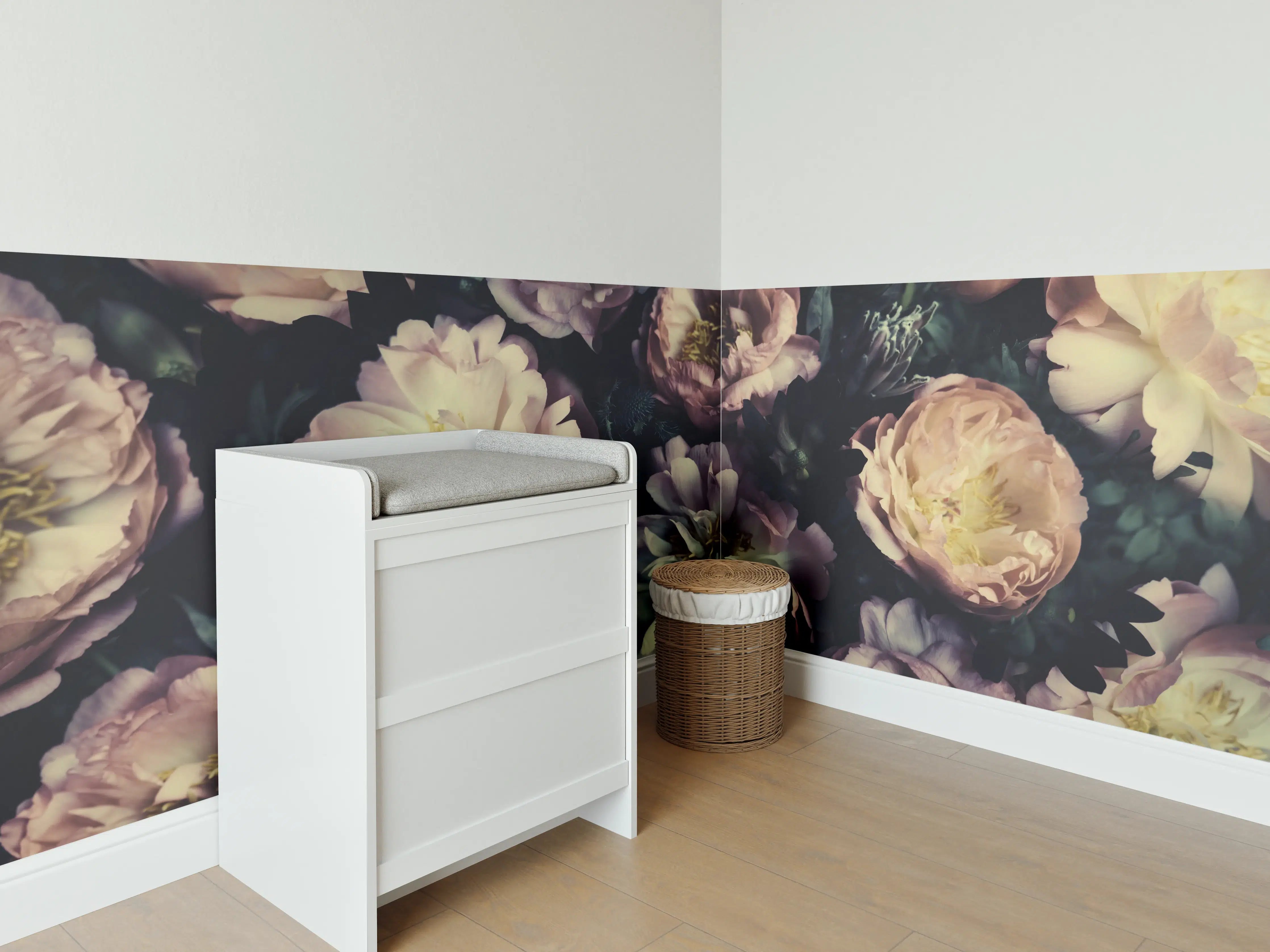 Babyzimmer Wandgestaltung - Atemberaubende Pfingstrosen