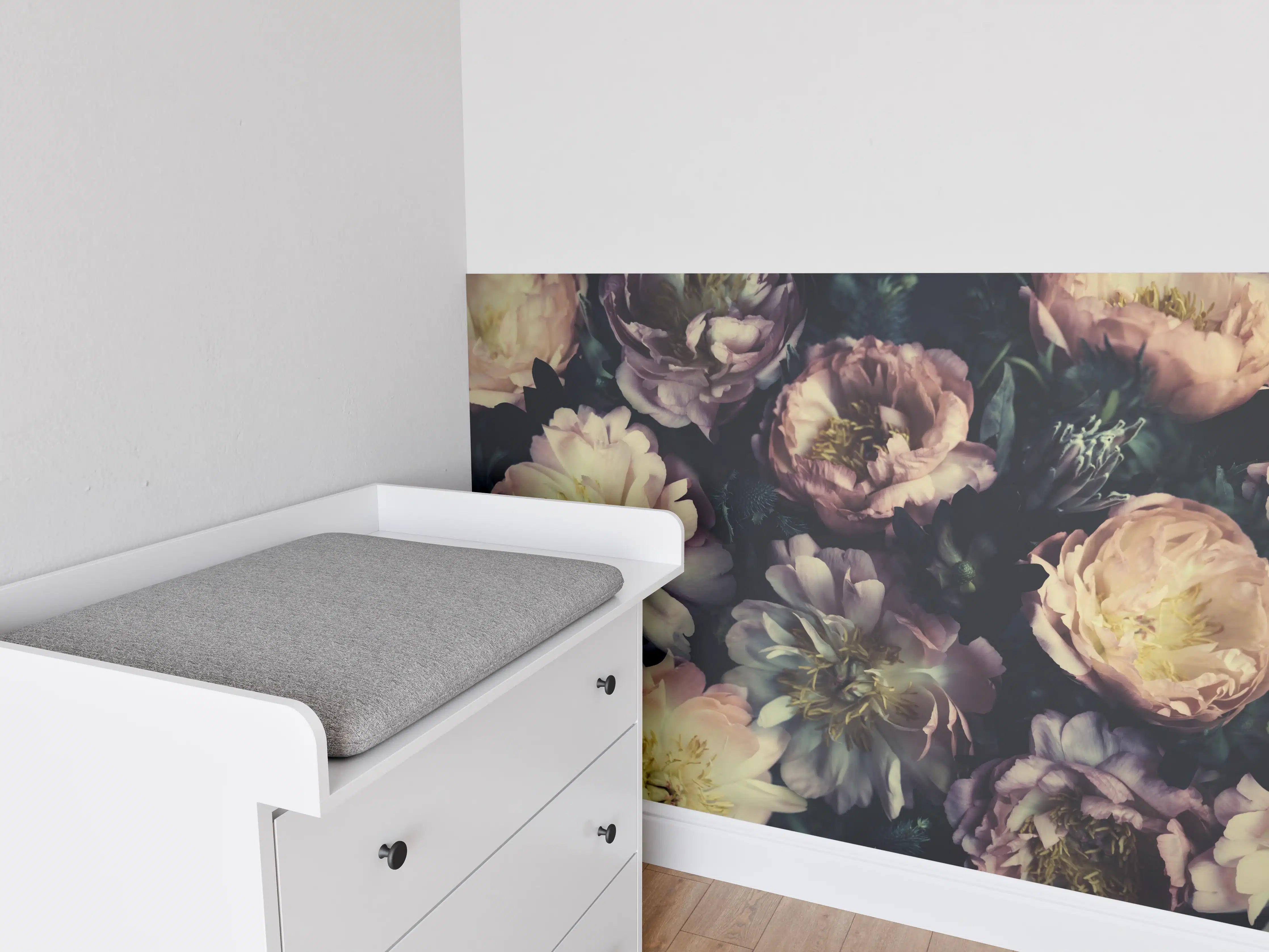 Babyzimmer Wandgestaltung - Atemberaubende Pfingstrosen