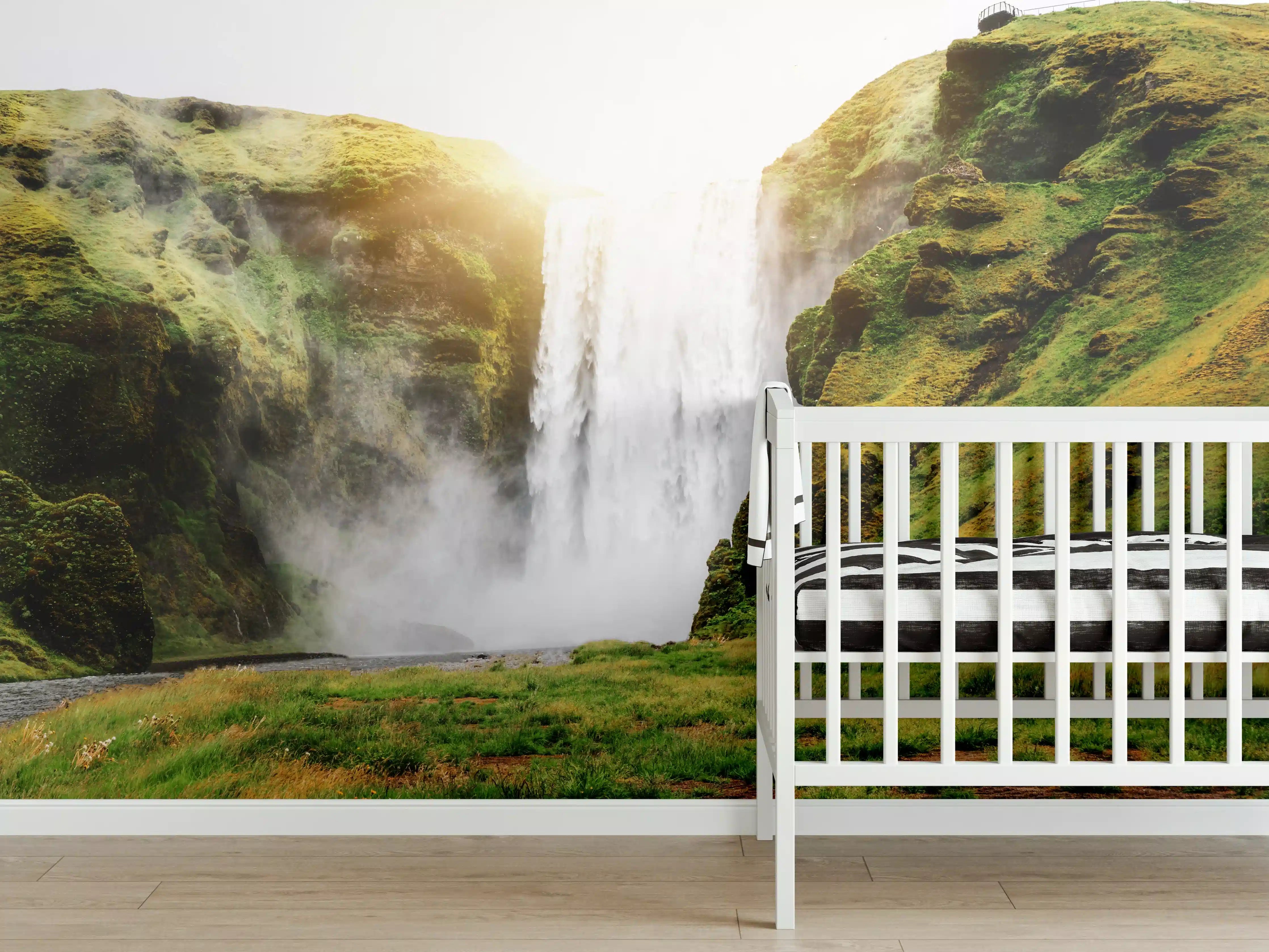 Babyzimmer Wandgestaltung - Atemberaubender Wasserfall in Island