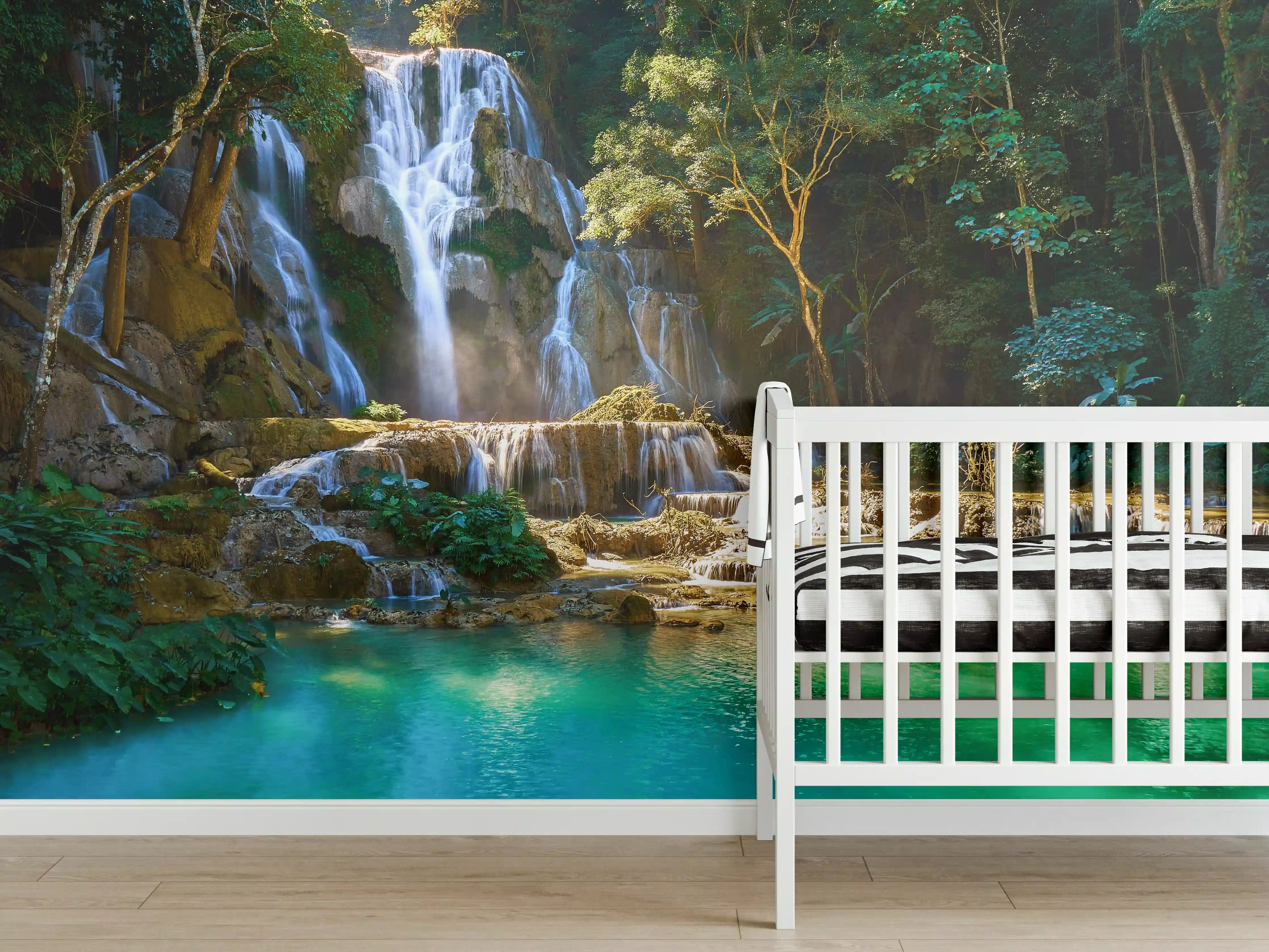 Babyzimmer Wandgestaltung - Atemberaubender Wasserfall in Laos