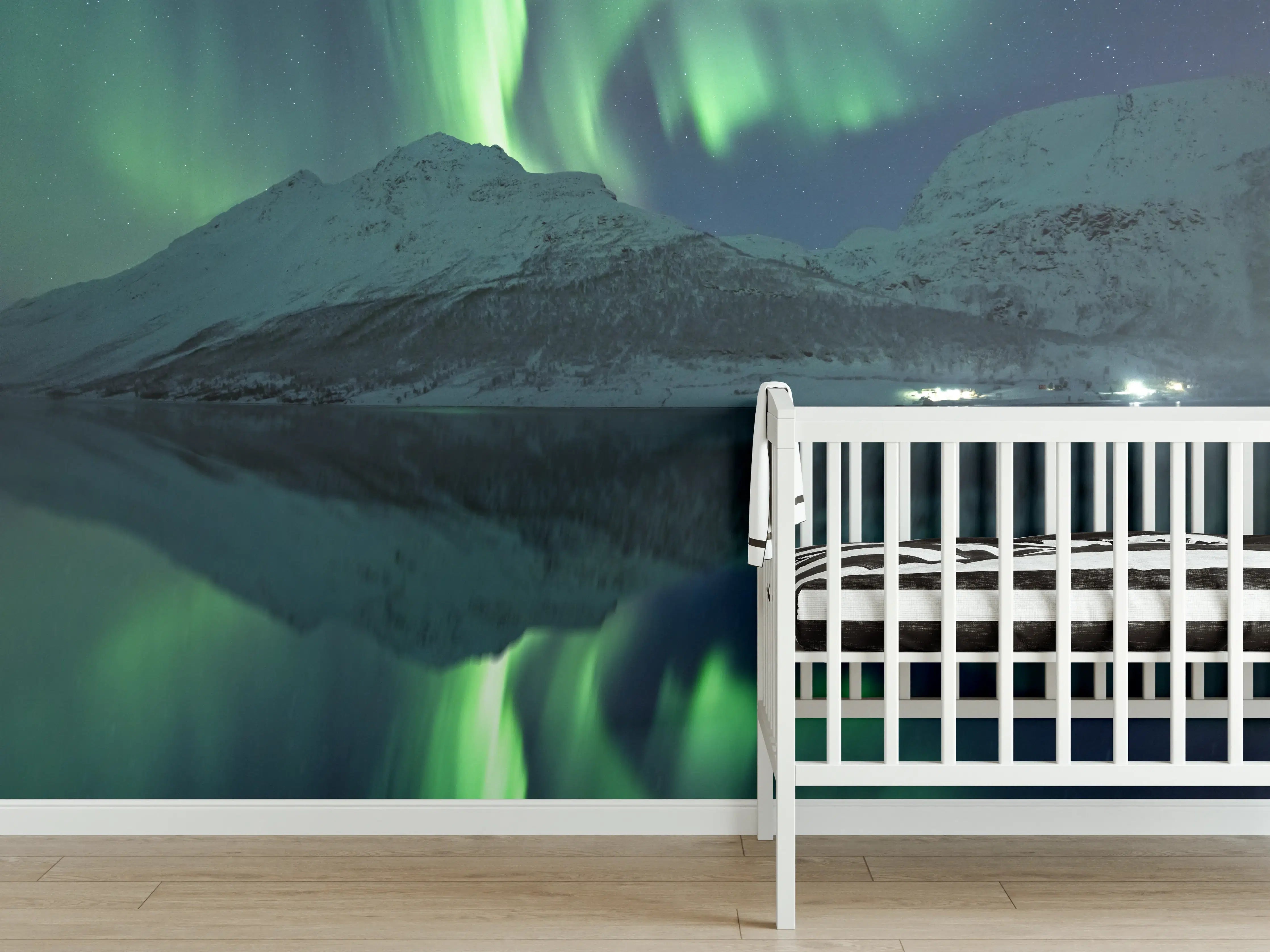 Babyzimmer Wandgestaltung - Aurora Borealis Reflexion