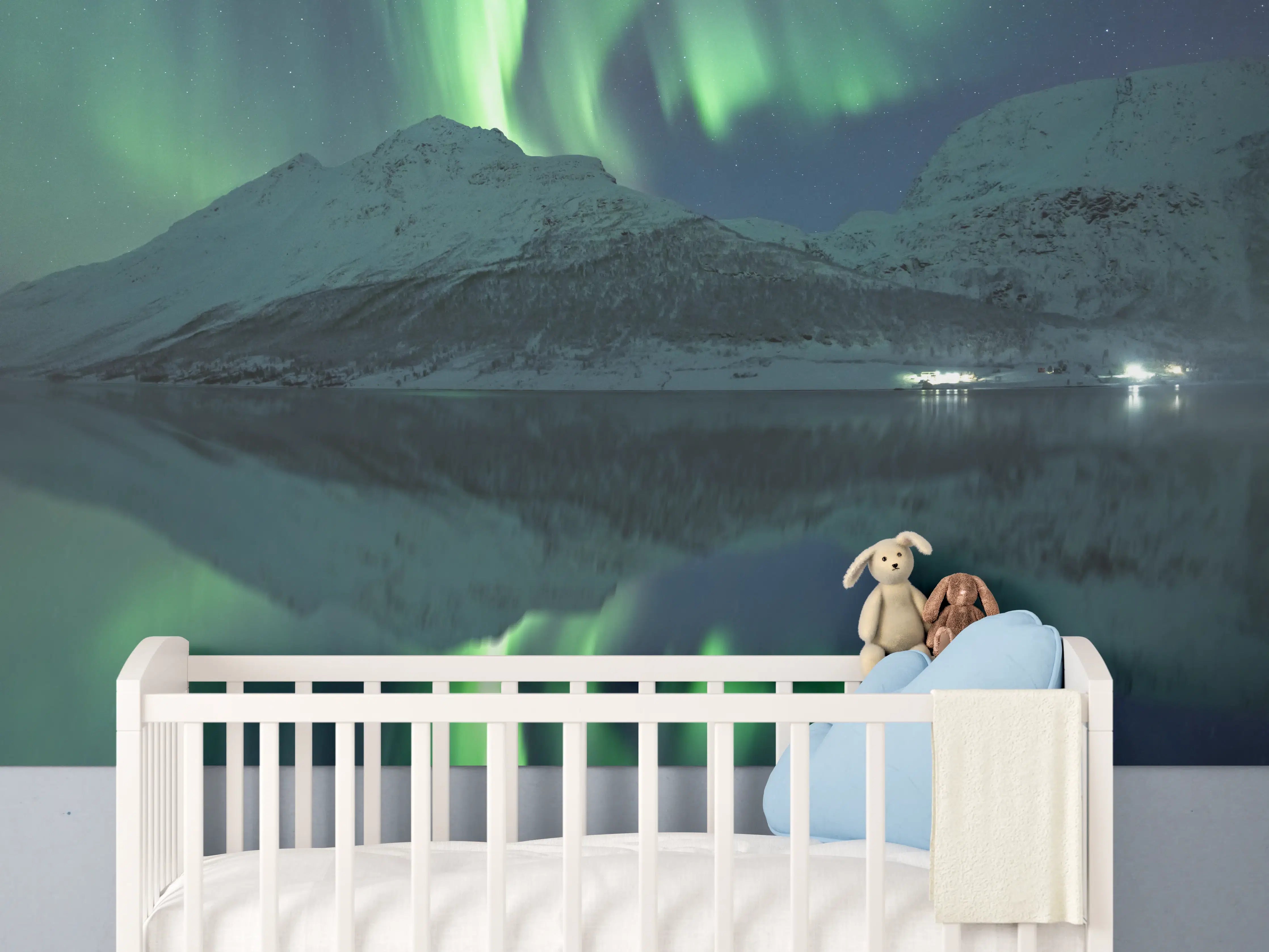 Babyzimmer Wandgestaltung - Aurora Borealis Reflexion