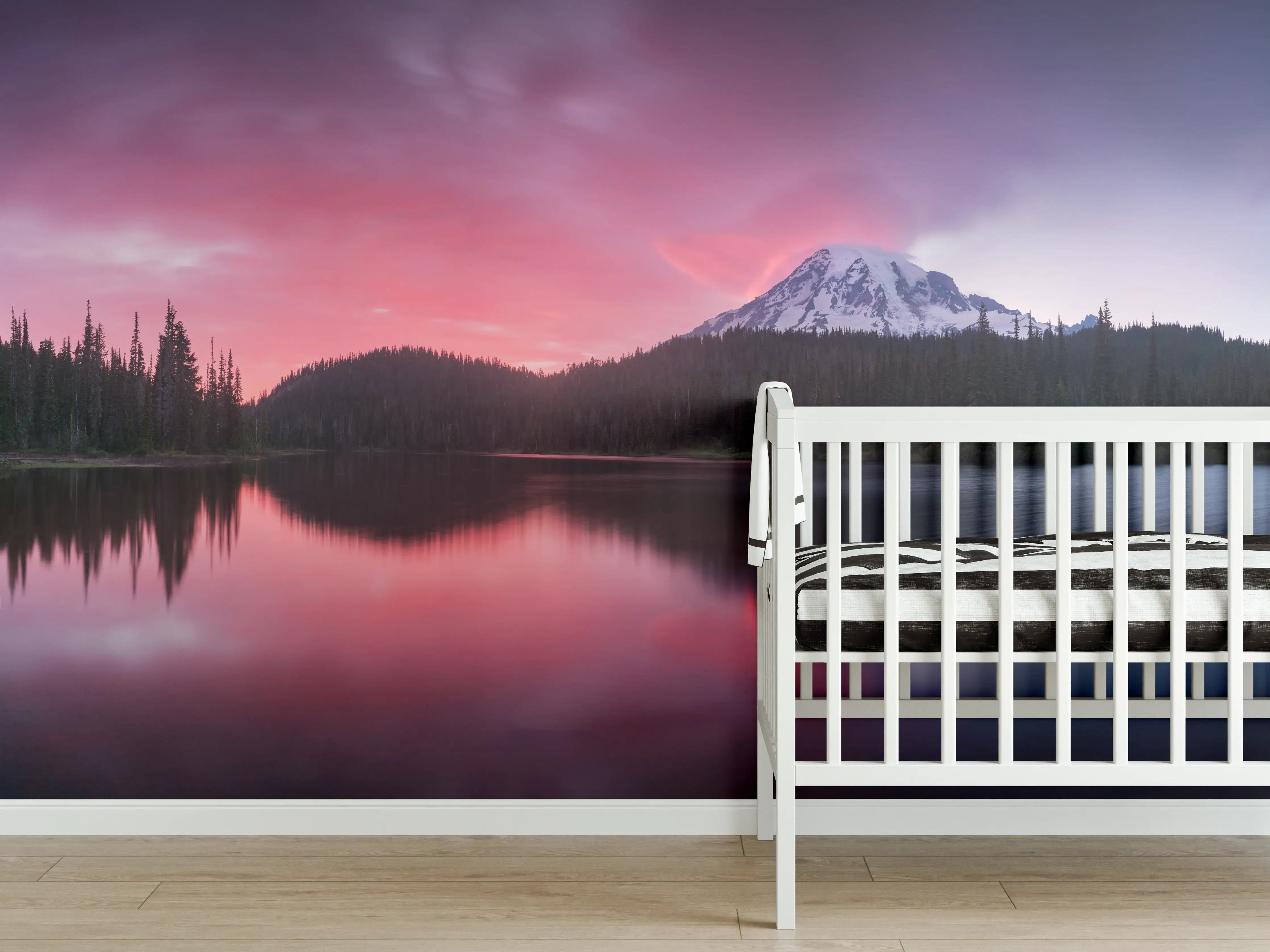 Babyzimmer Wandgestaltung - Aussicht auf den Mount Rainier