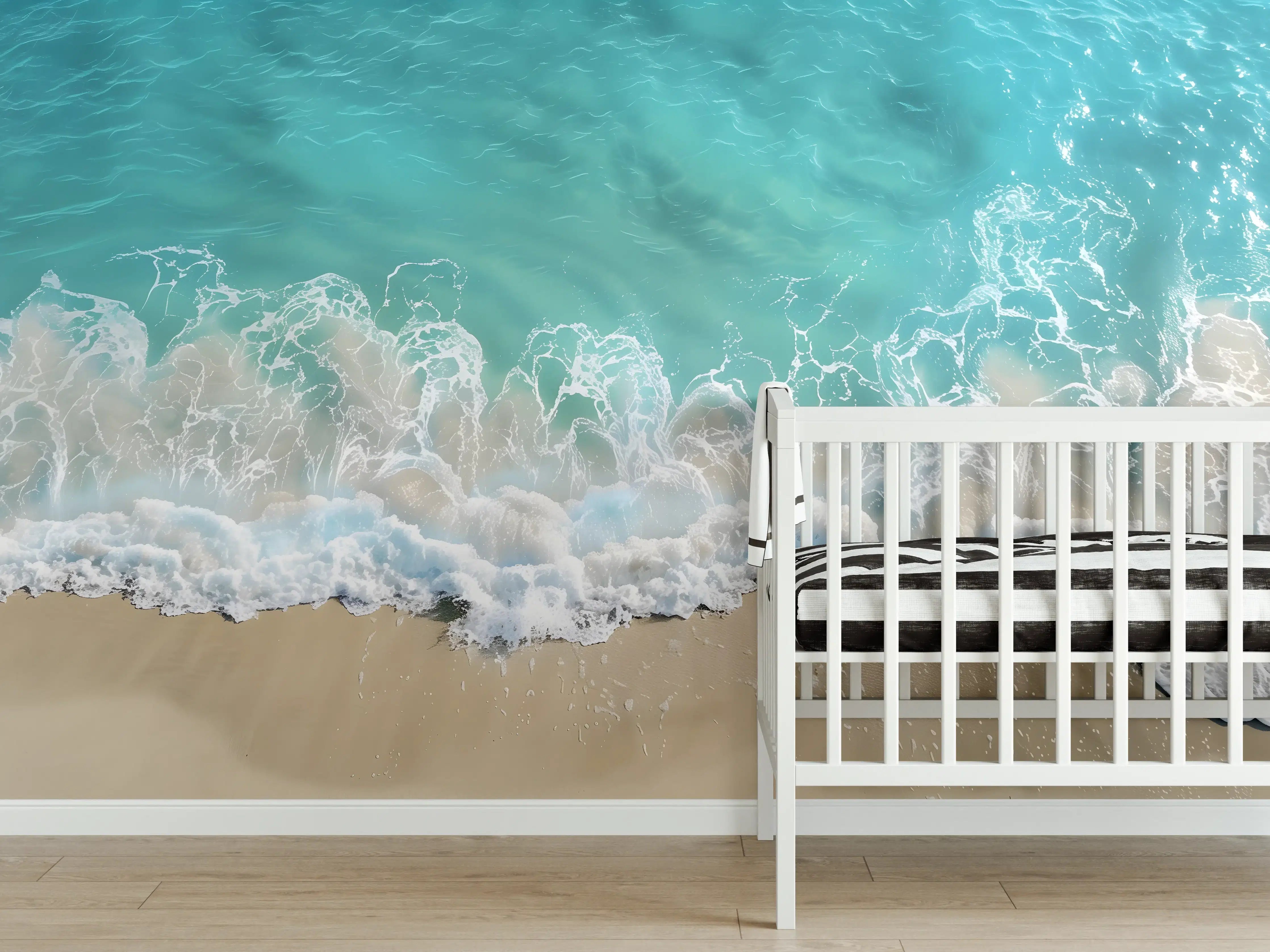 Babyzimmer Wandgestaltung - Azurblaues Meer und feiner Strand