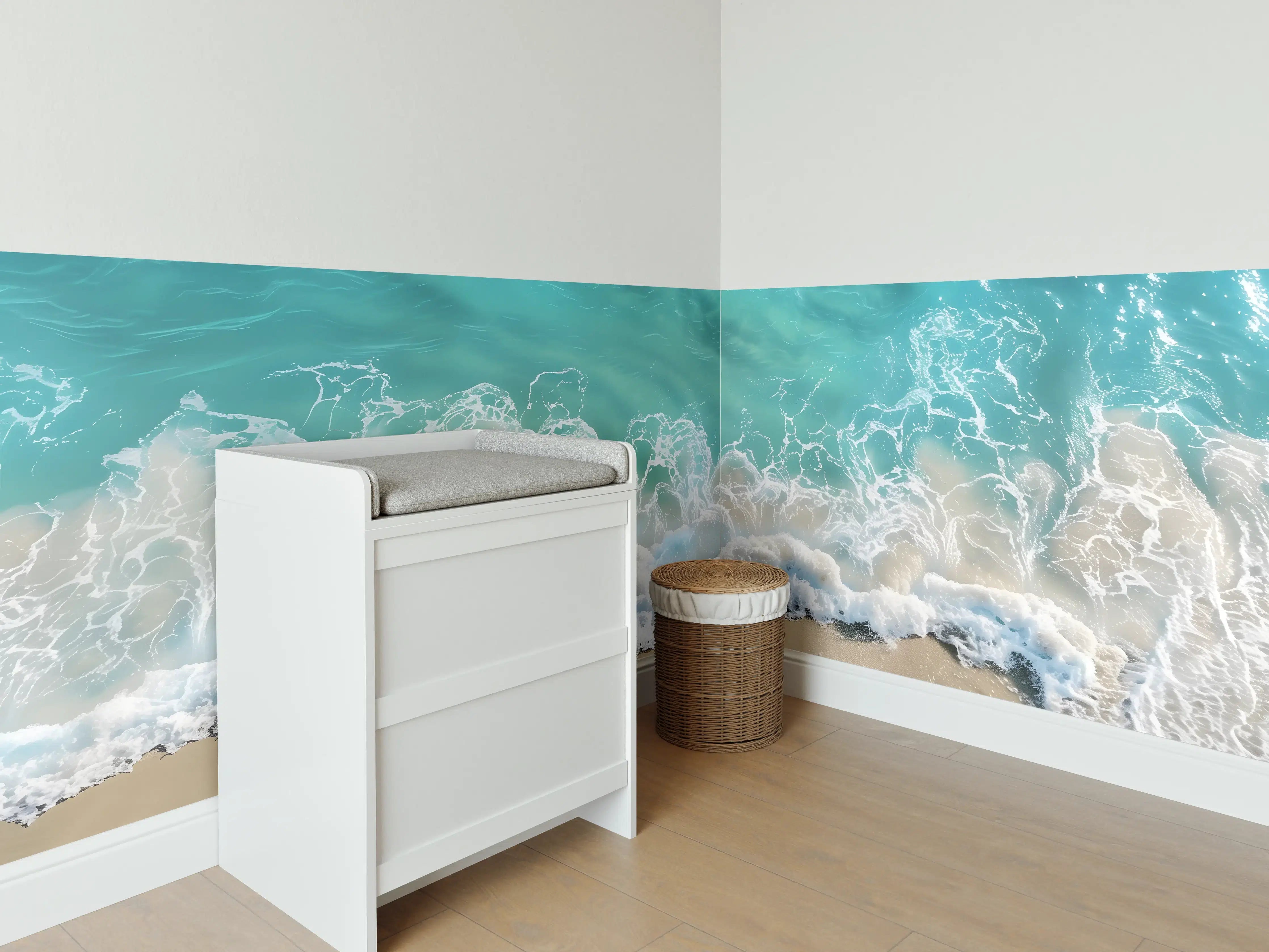 Babyzimmer Wandgestaltung - Azurblaues Meer und feiner Strand
