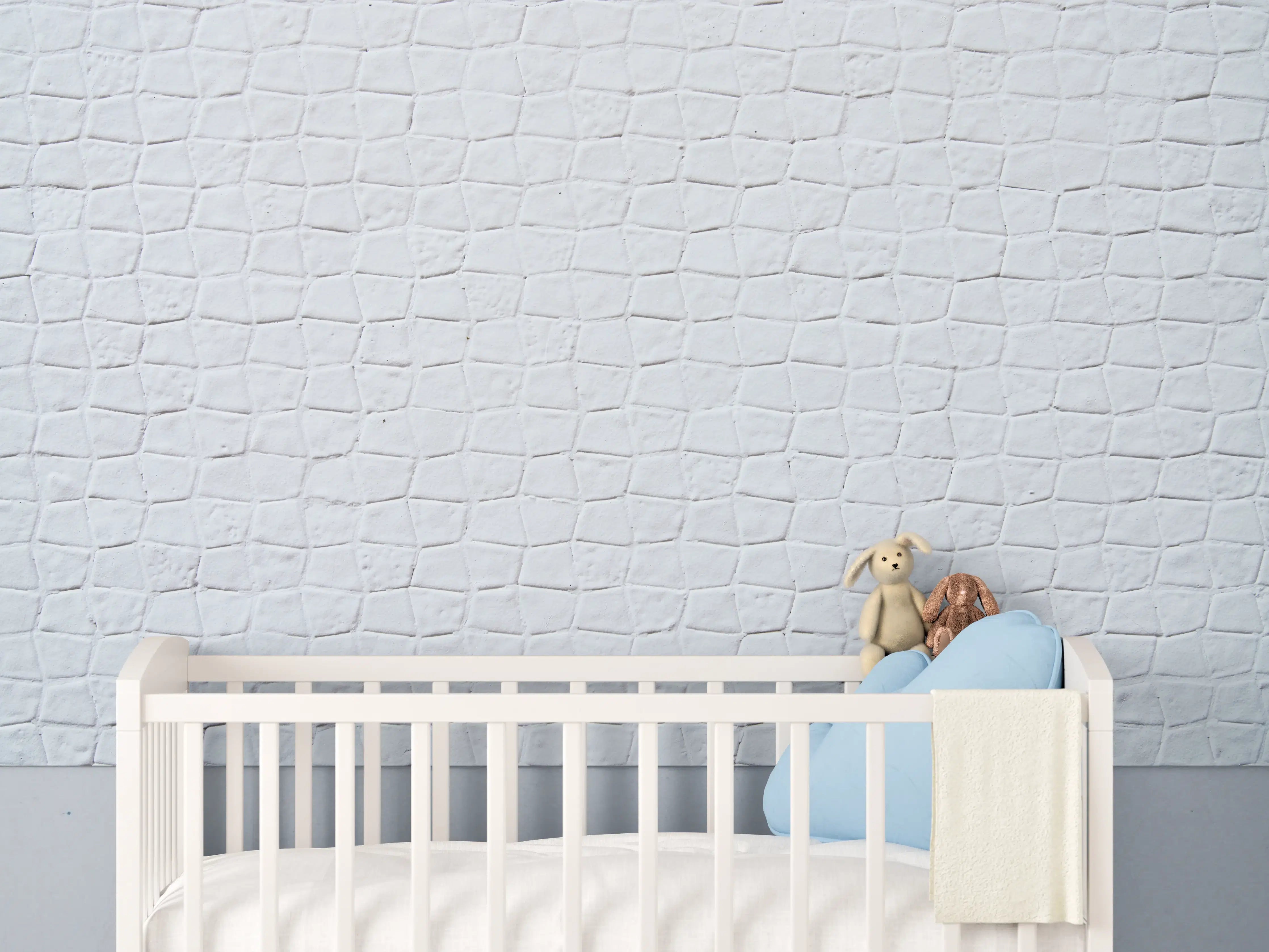 Babyzimmer Wandgestaltung - Backsteinmauertextur mit rissigen Fliesen