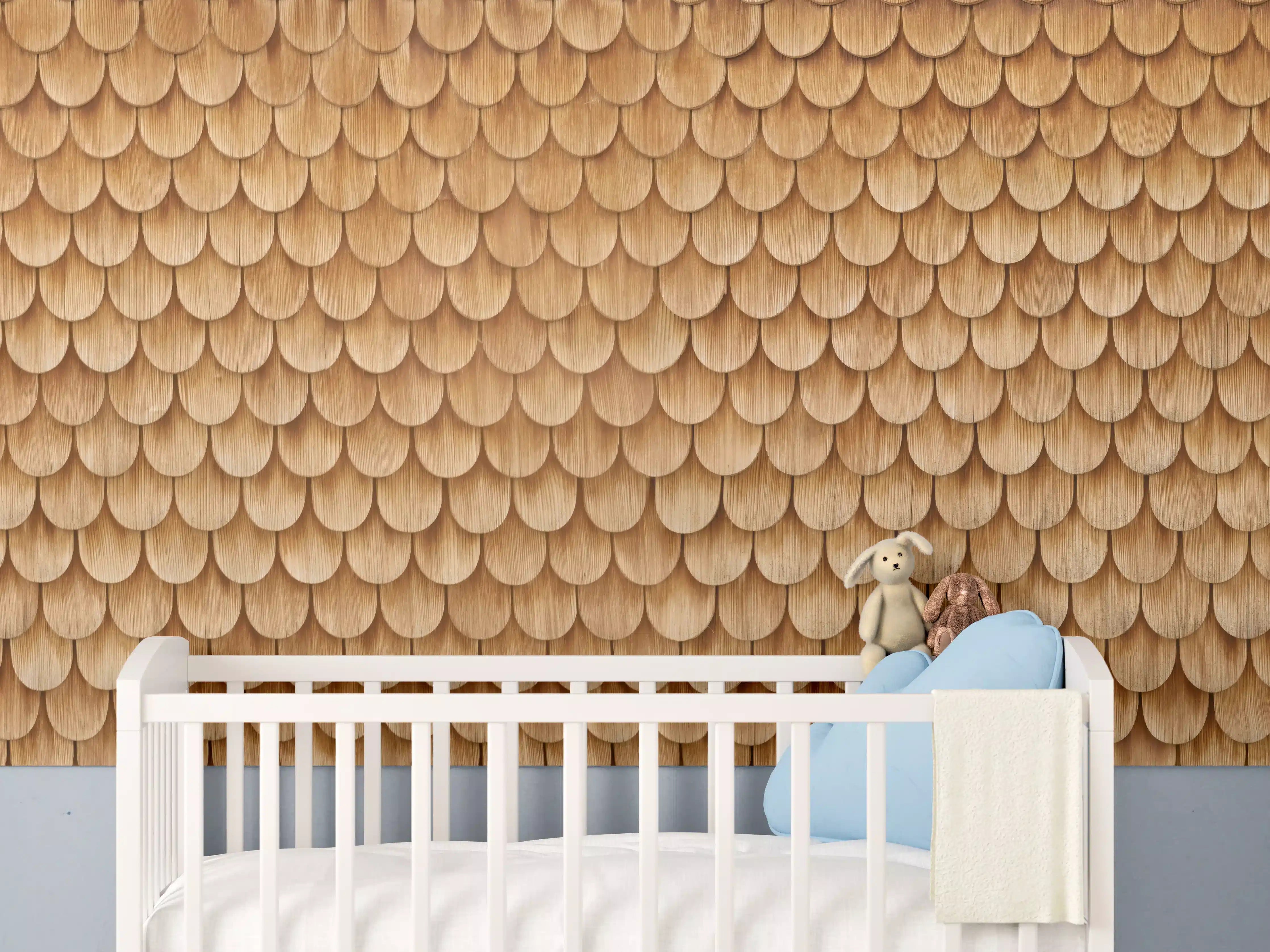 Babyzimmer Wandgestaltung - Bayrische Holzschindeln