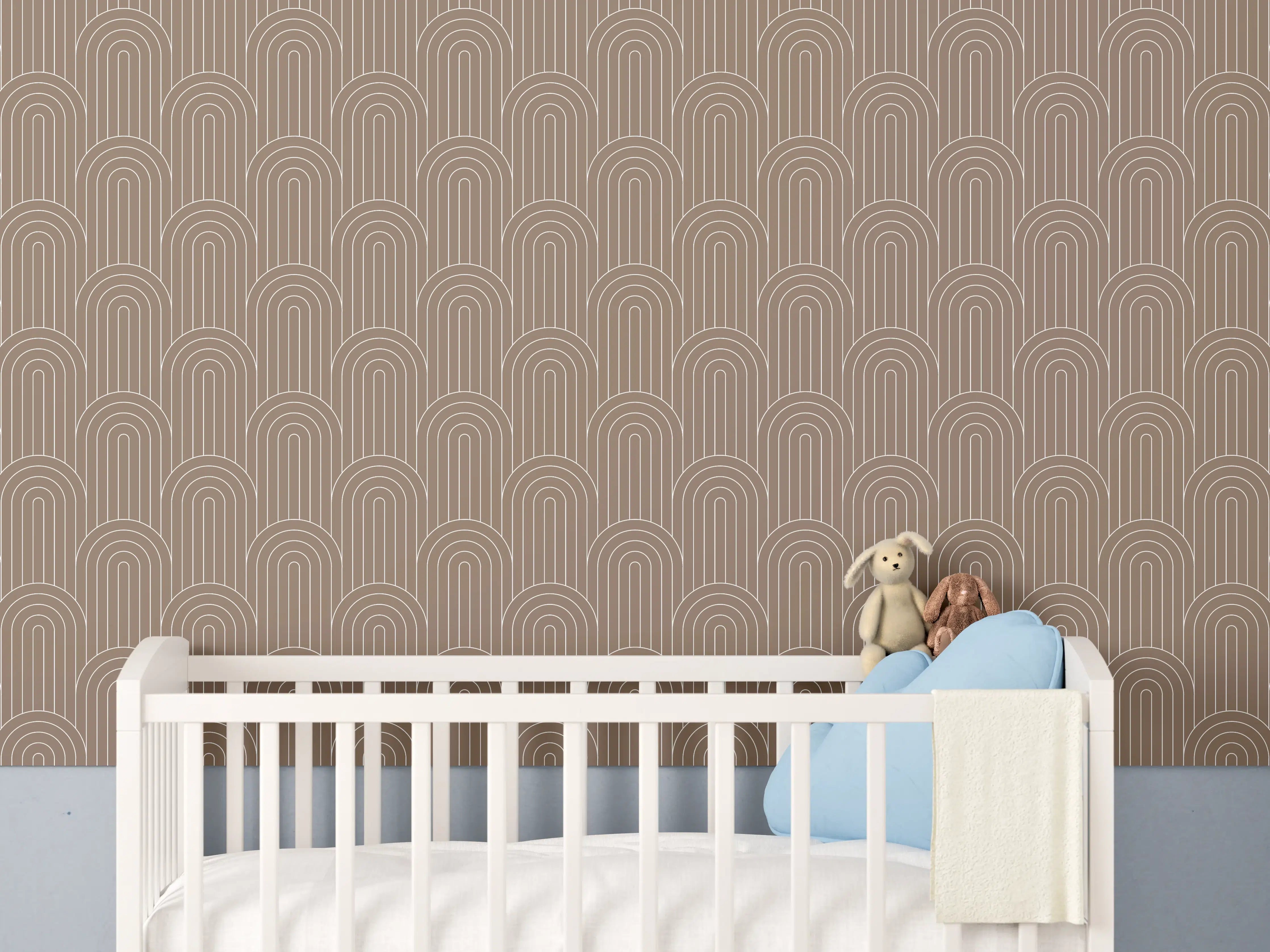 Babyzimmer Wandgestaltung - Beige-Arcate-Simmetrie-Design