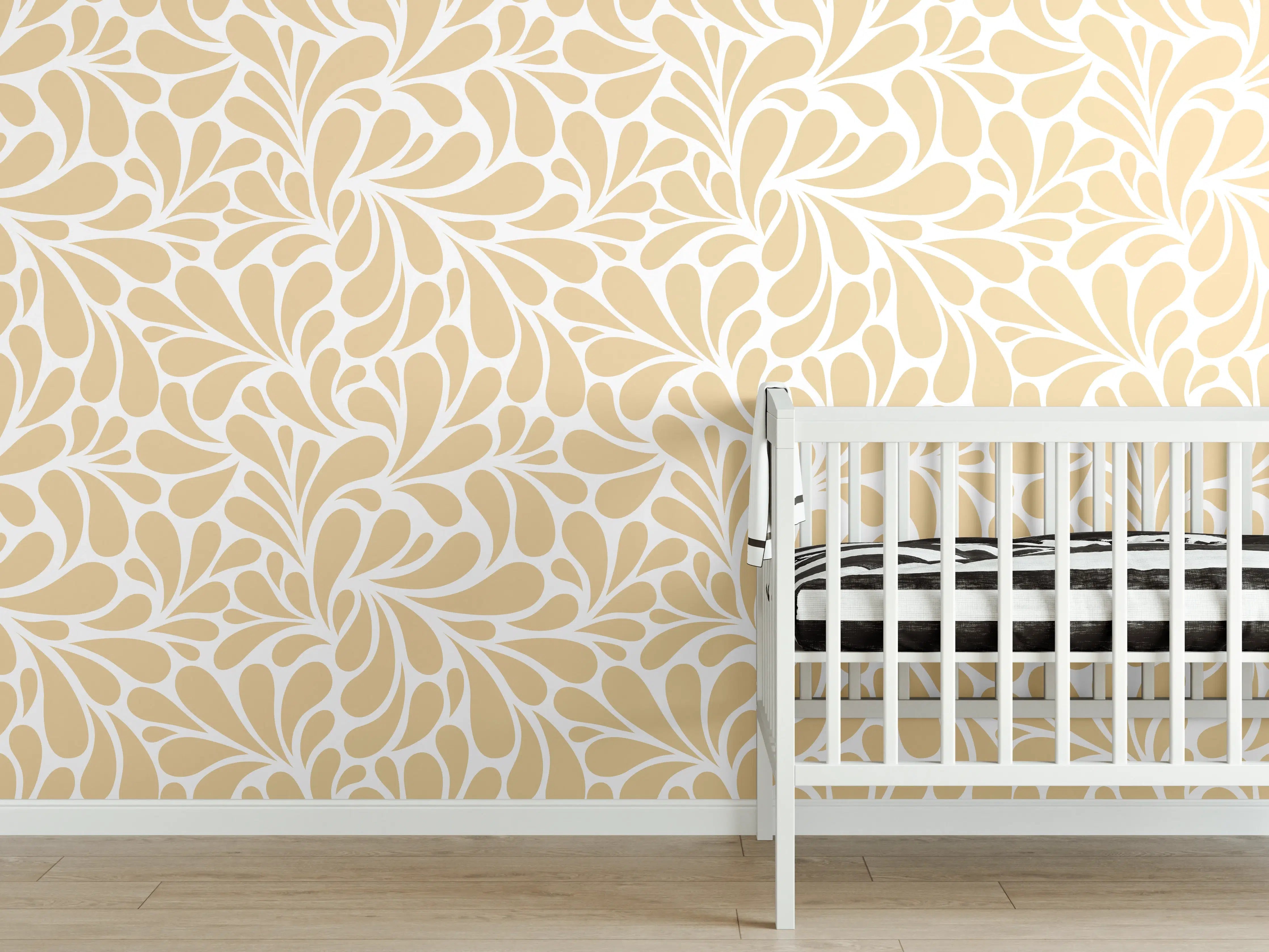 Babyzimmer Wandgestaltung - Beige-Blumenmuster-Design